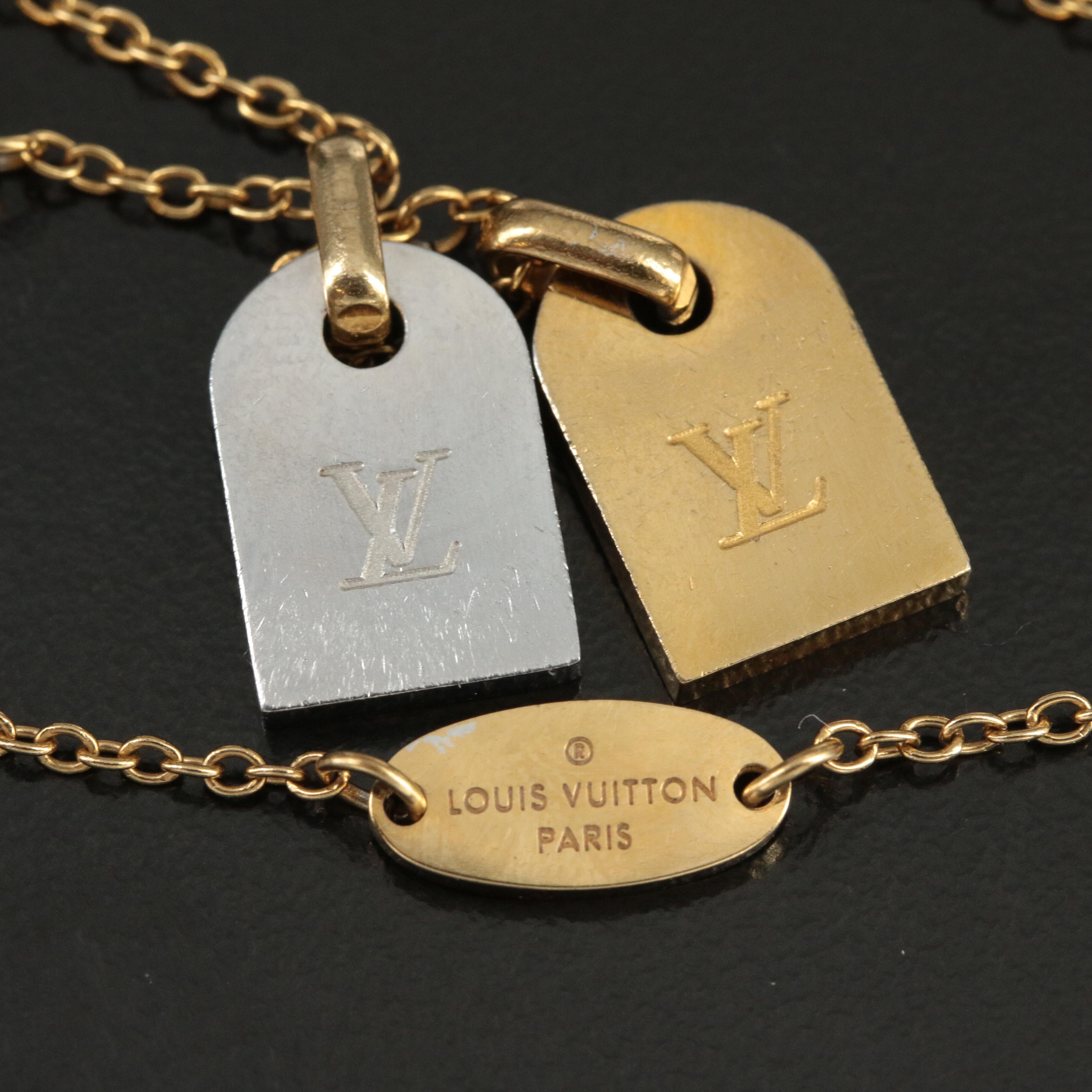 Louis Vuitton "Nanogram" Name Tag Logo Necklace