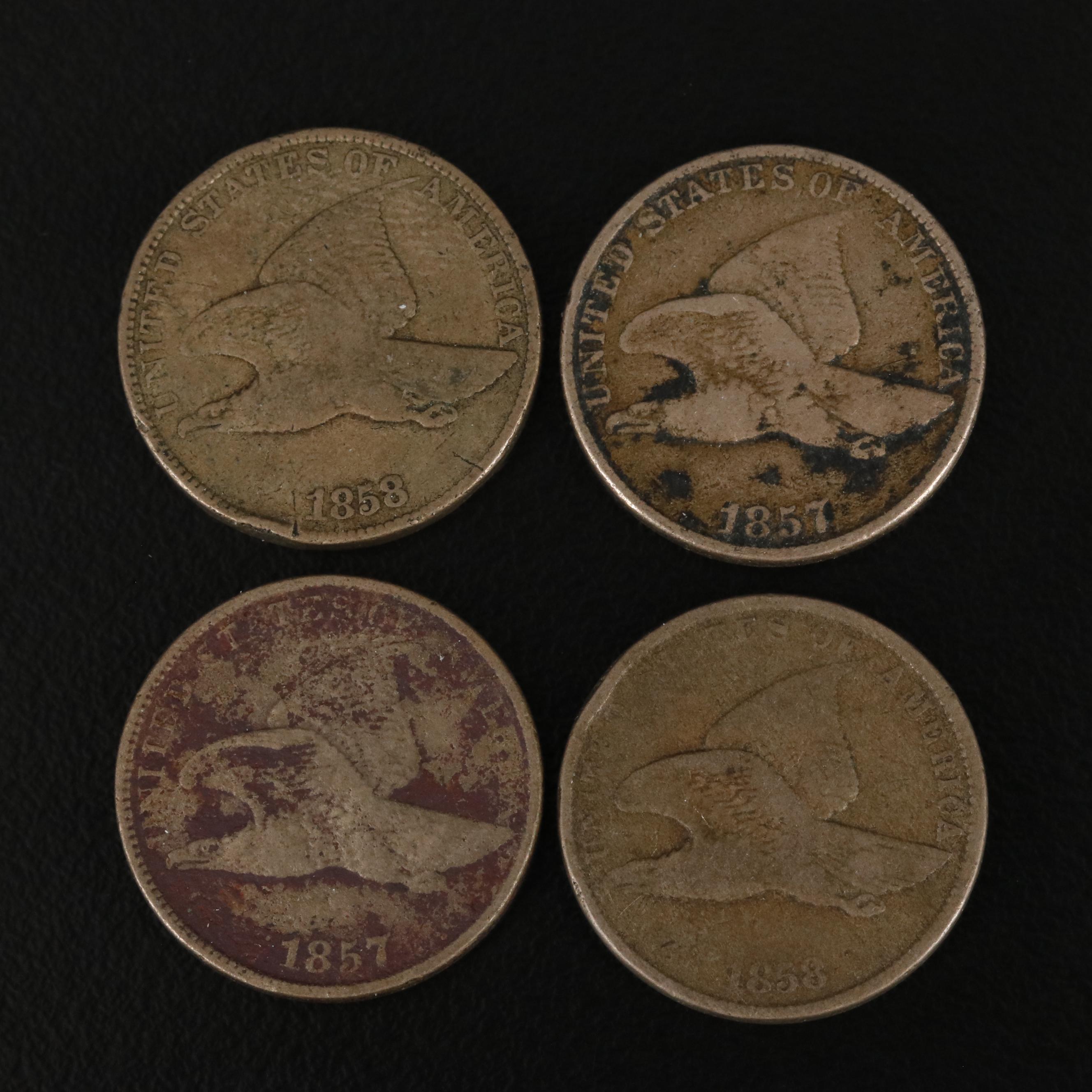 Four Flying Eagle Cents