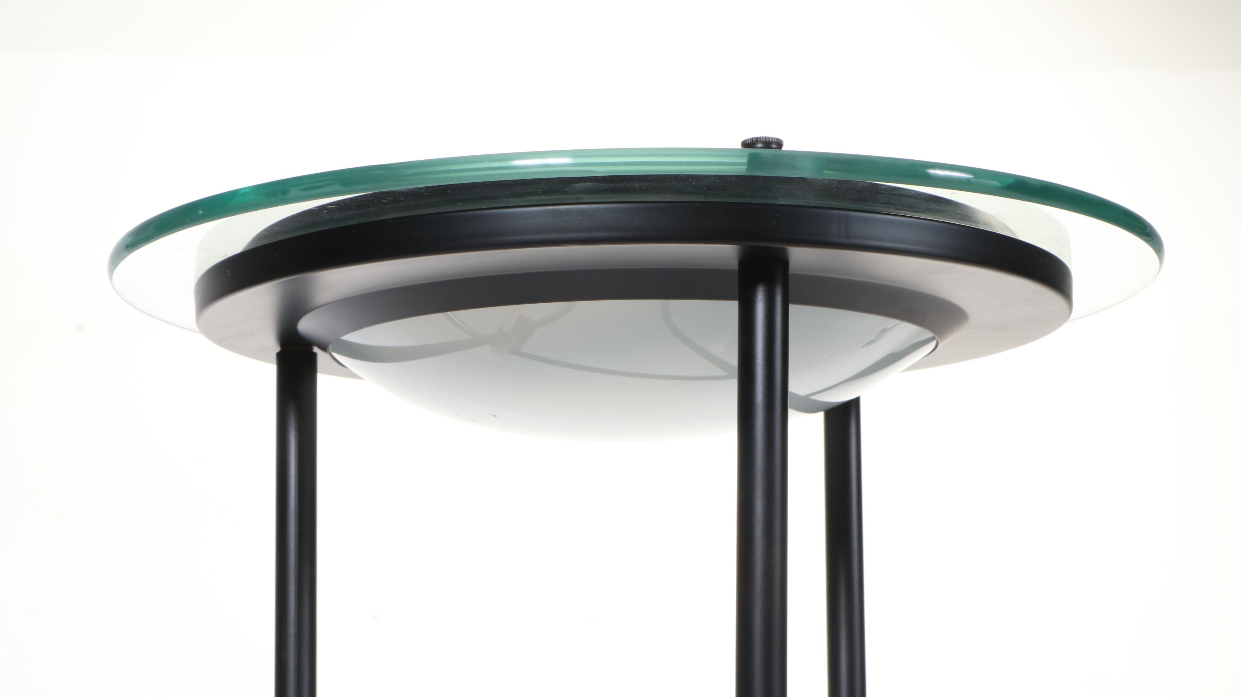 Lite Source Black Metal Deco Revival Halogen Torchiere Floor Lamp, Late 20th C