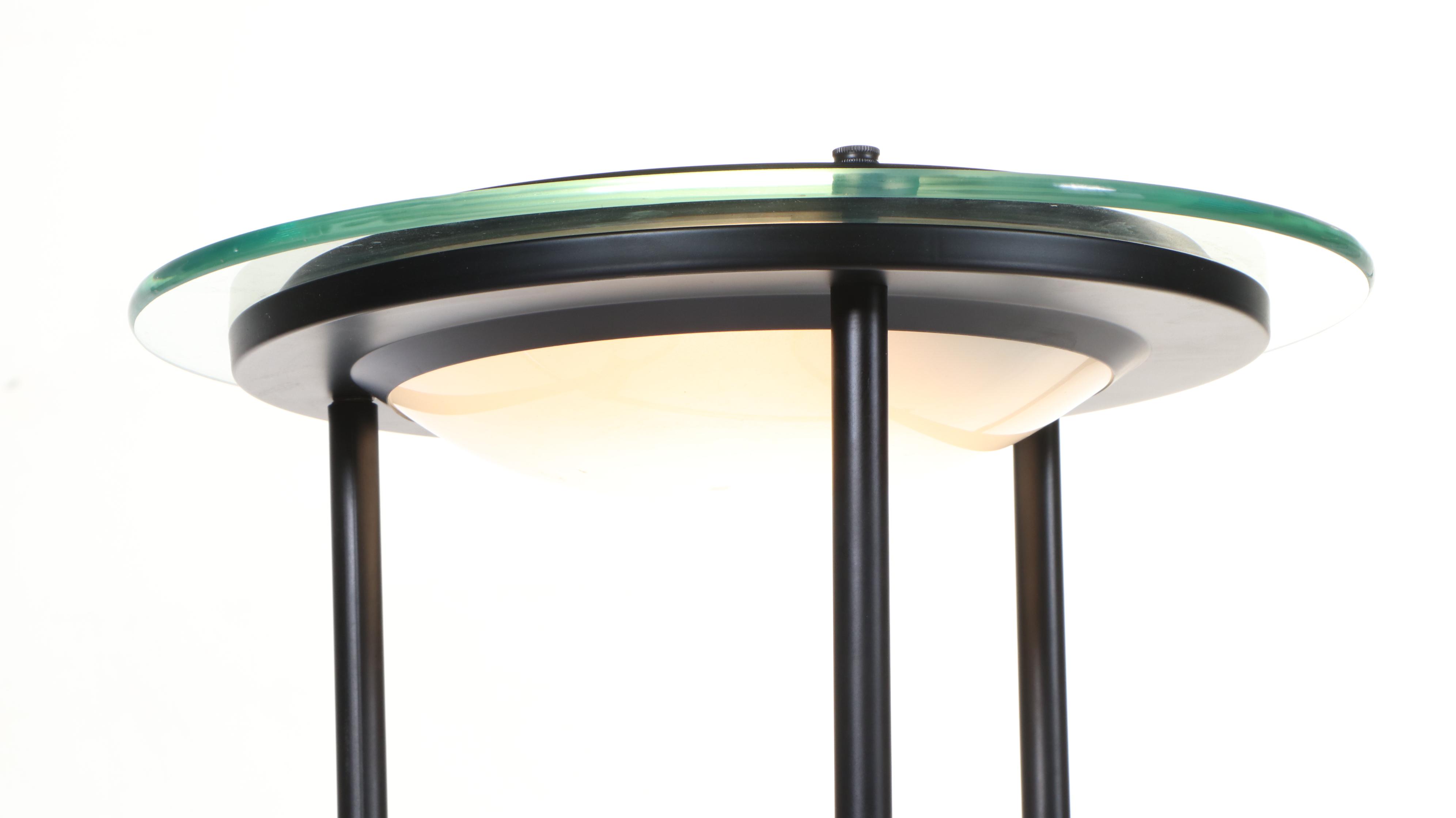 Lite Source Black Metal Deco Revival Halogen Torchiere Floor Lamp, Late 20th C