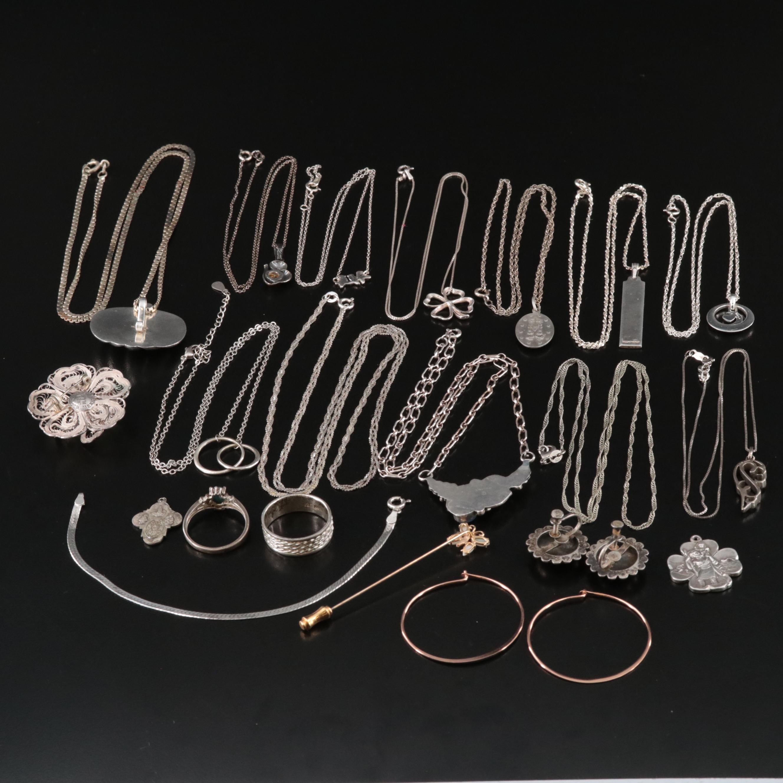 Sterling Jewelry Assortment Including 14K, Opal and Sapphire