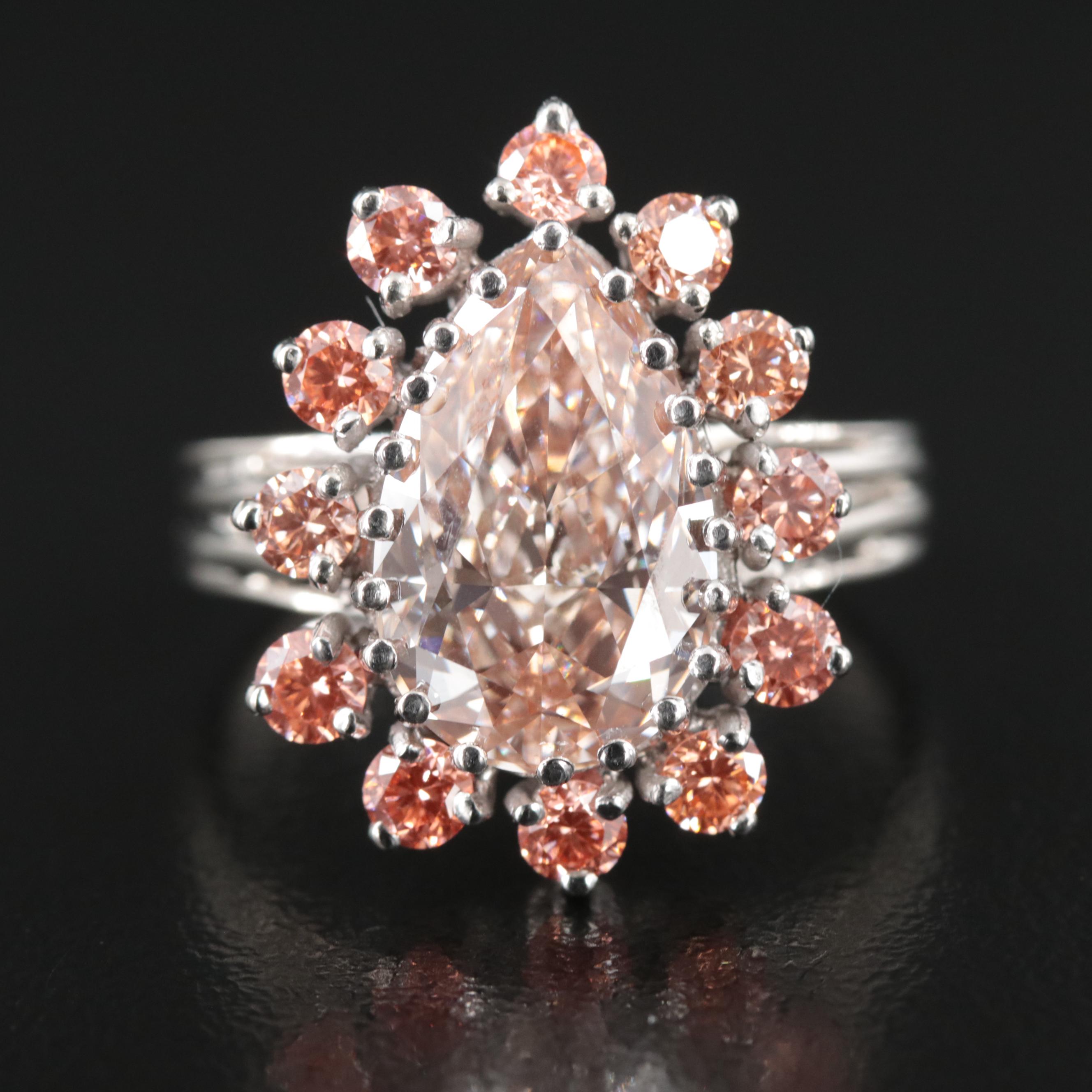 14K 6.36 CTW (Origin Undetermined) Fancy Orange and Orangey-Pink Diamond Ring