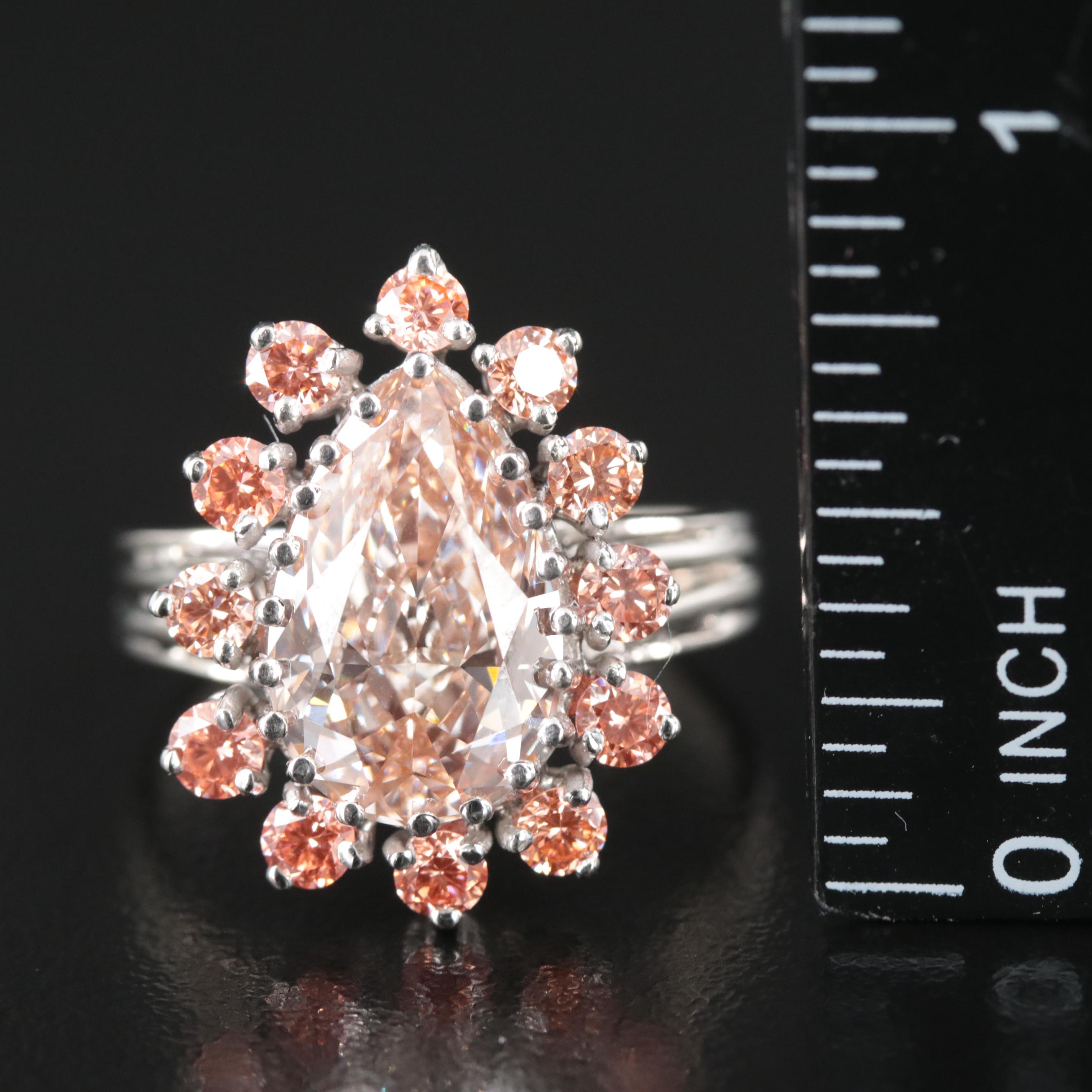 14K 6.36 CTW (Origin Undetermined) Fancy Orange and Orangey-Pink Diamond Ring