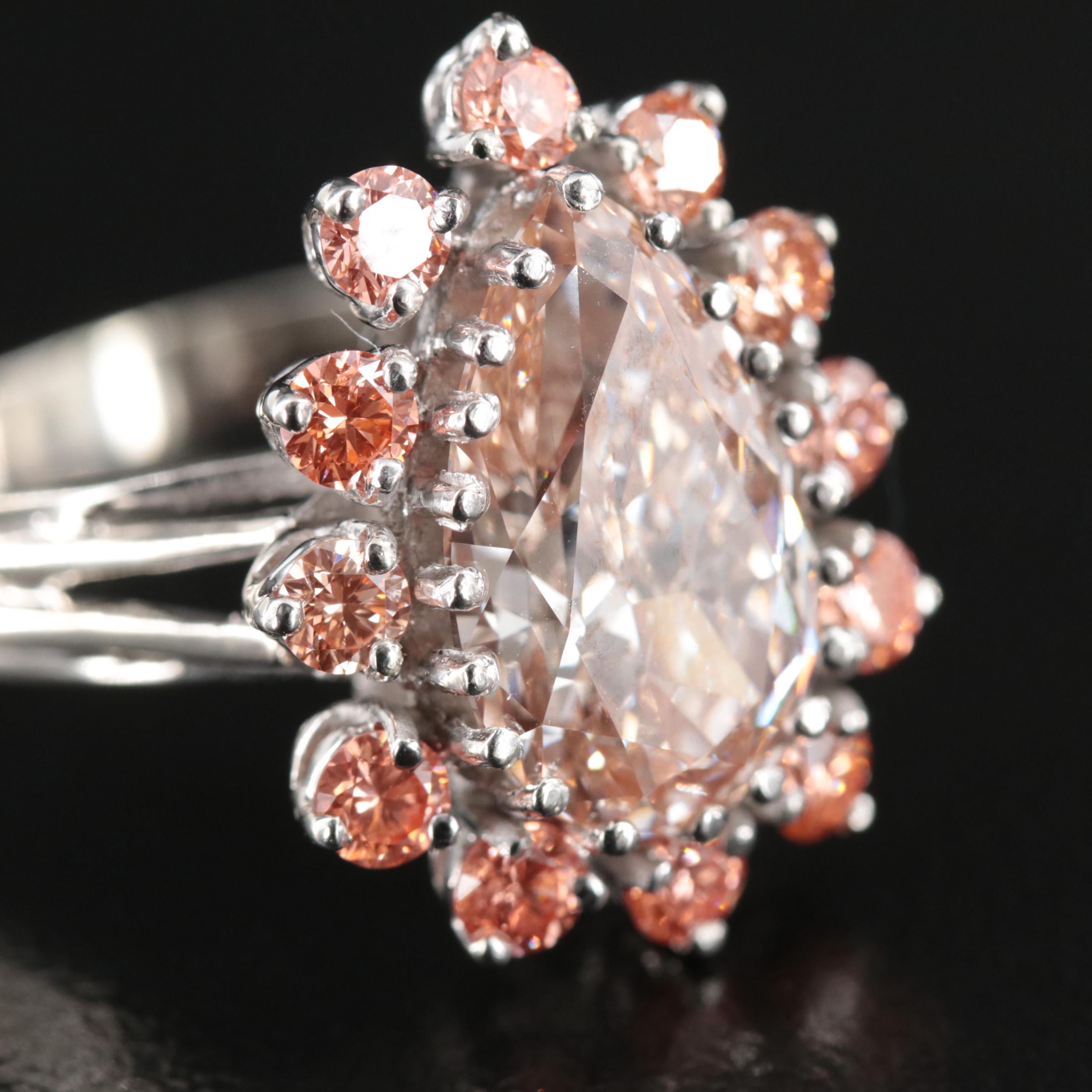 14K 6.36 CTW (Origin Undetermined) Fancy Orange and Orangey-Pink Diamond Ring