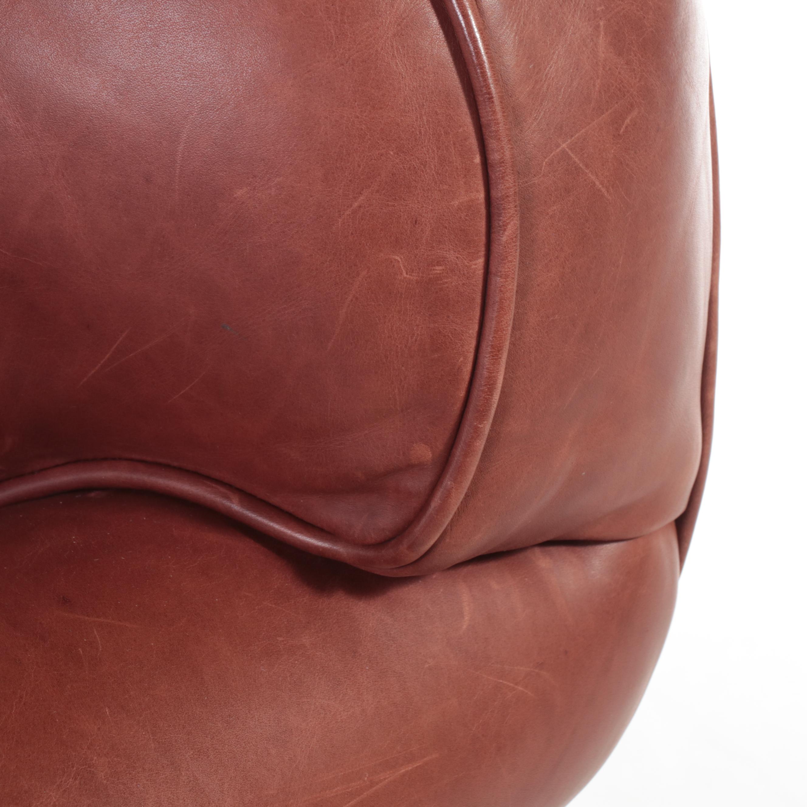 Classic Leather Inc. Mahogany and Leather Easy Armchair