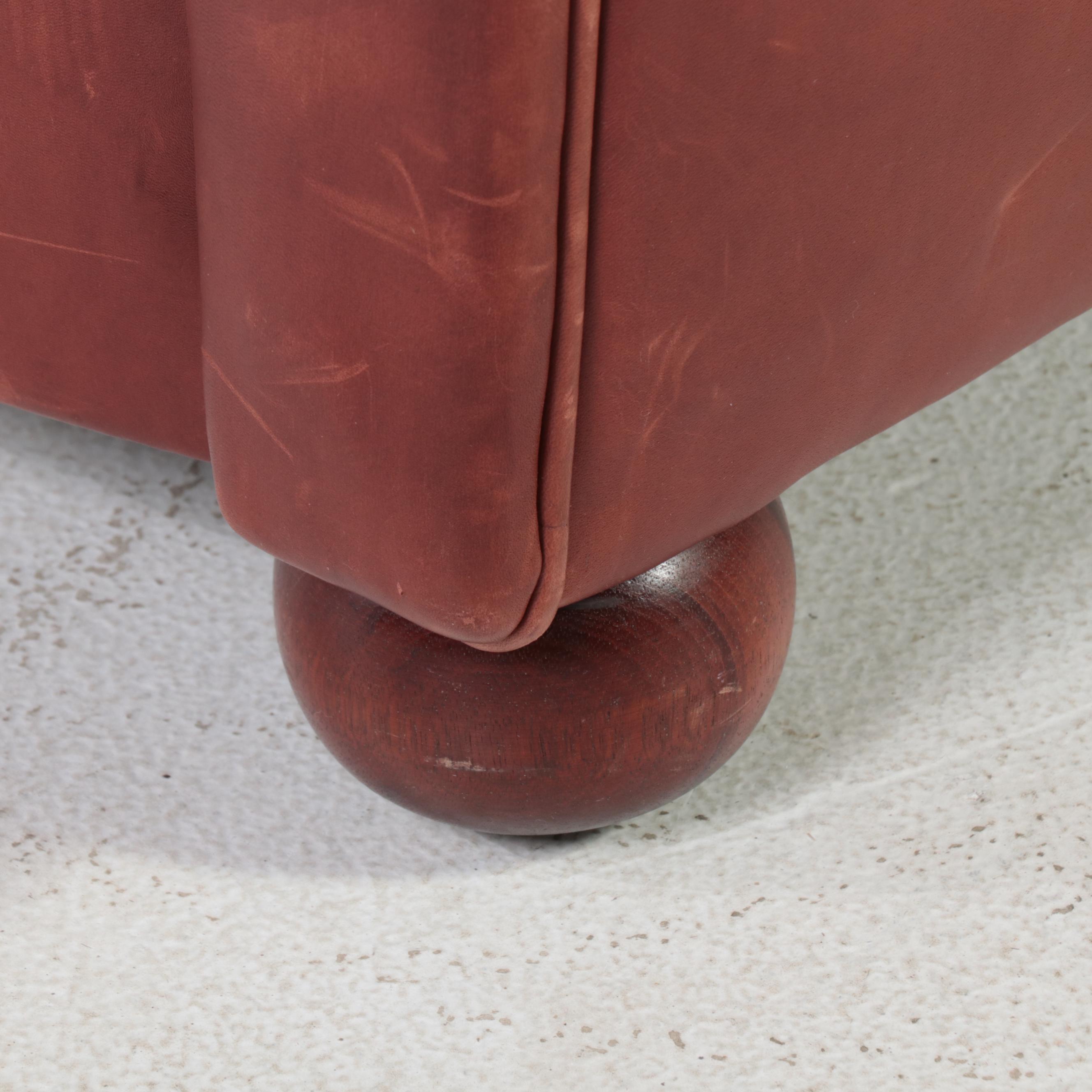 Classic Leather Inc. Mahogany and Leather Easy Armchair