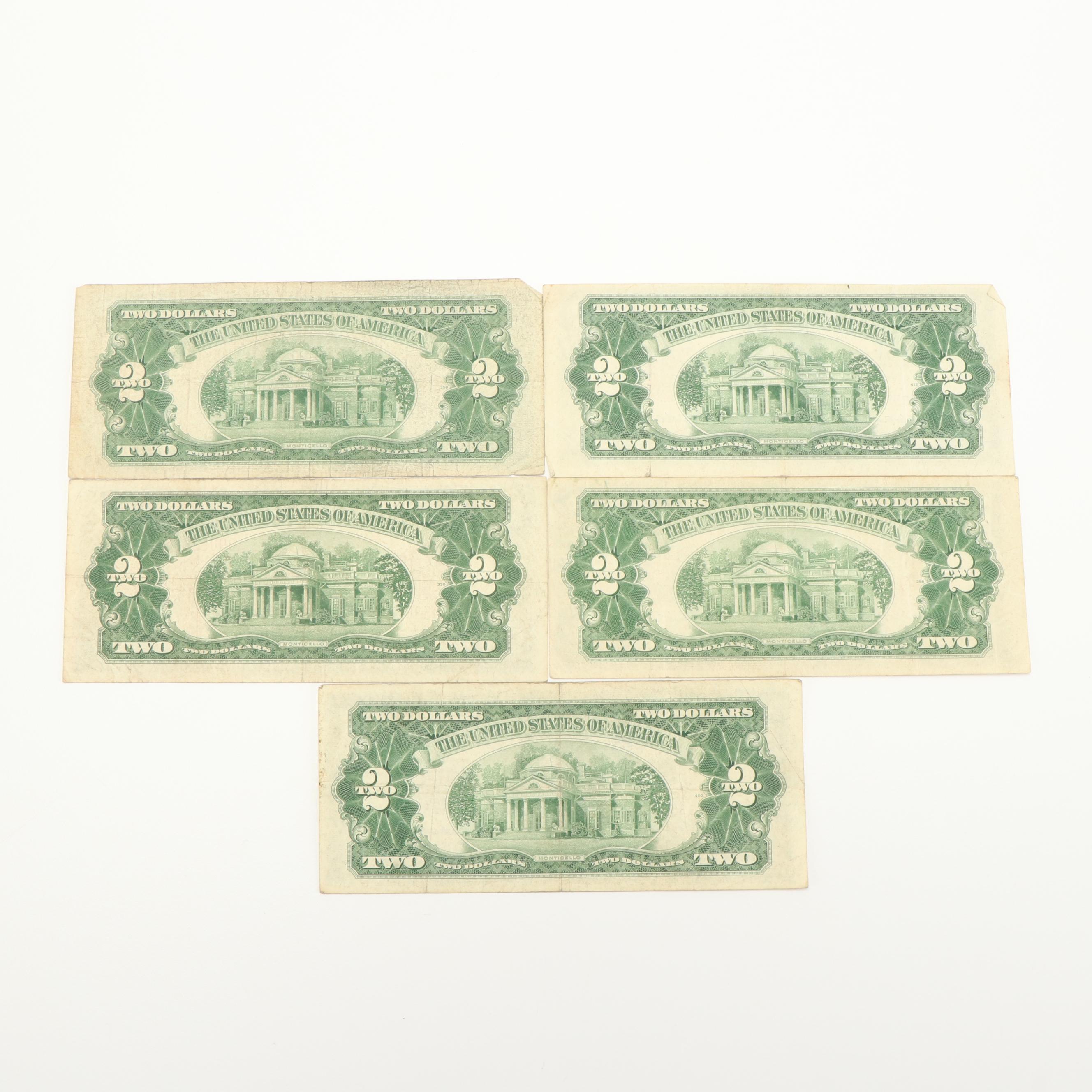 Collection of Fourteen United States Two Dollar Bills