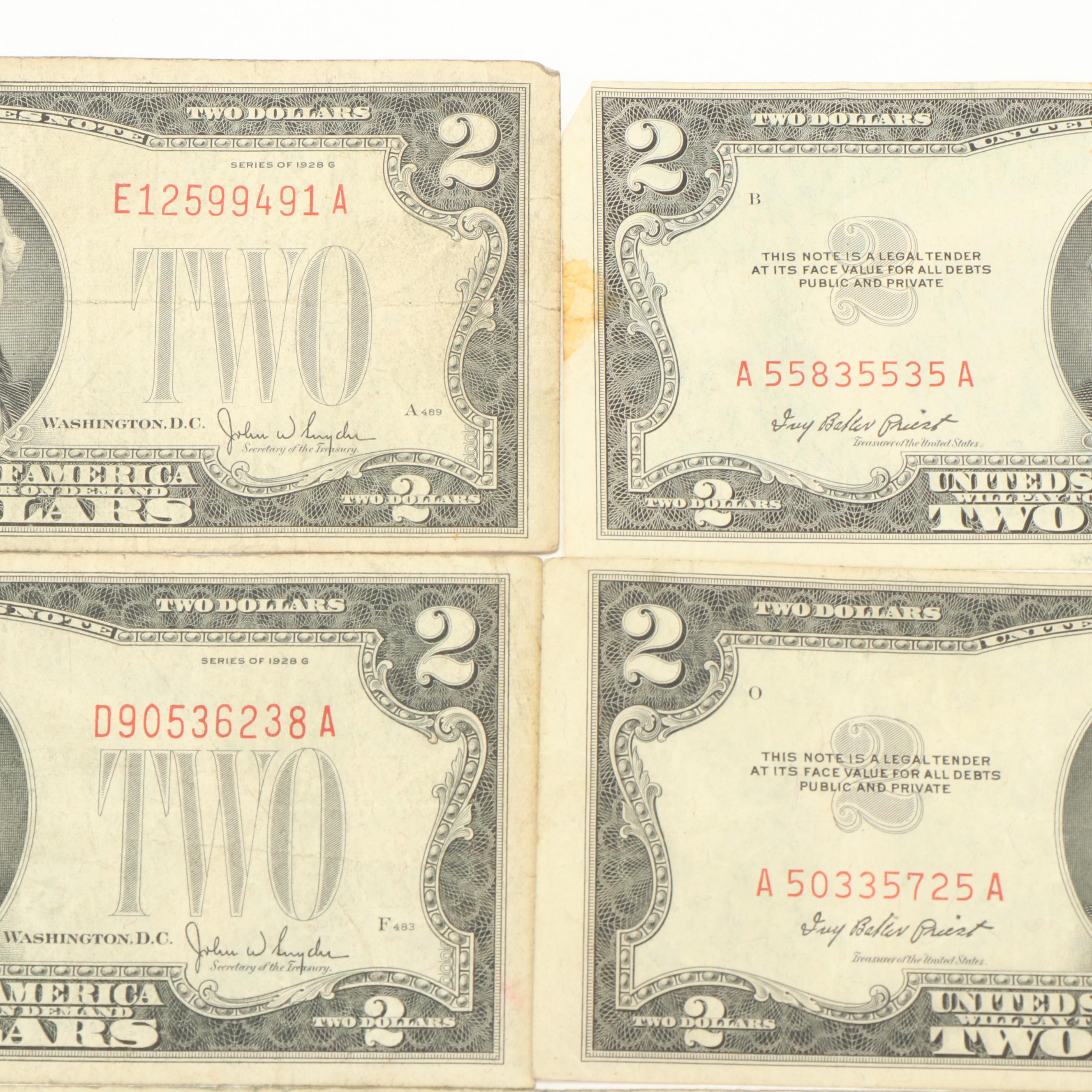 Collection of Fourteen United States Two Dollar Bills