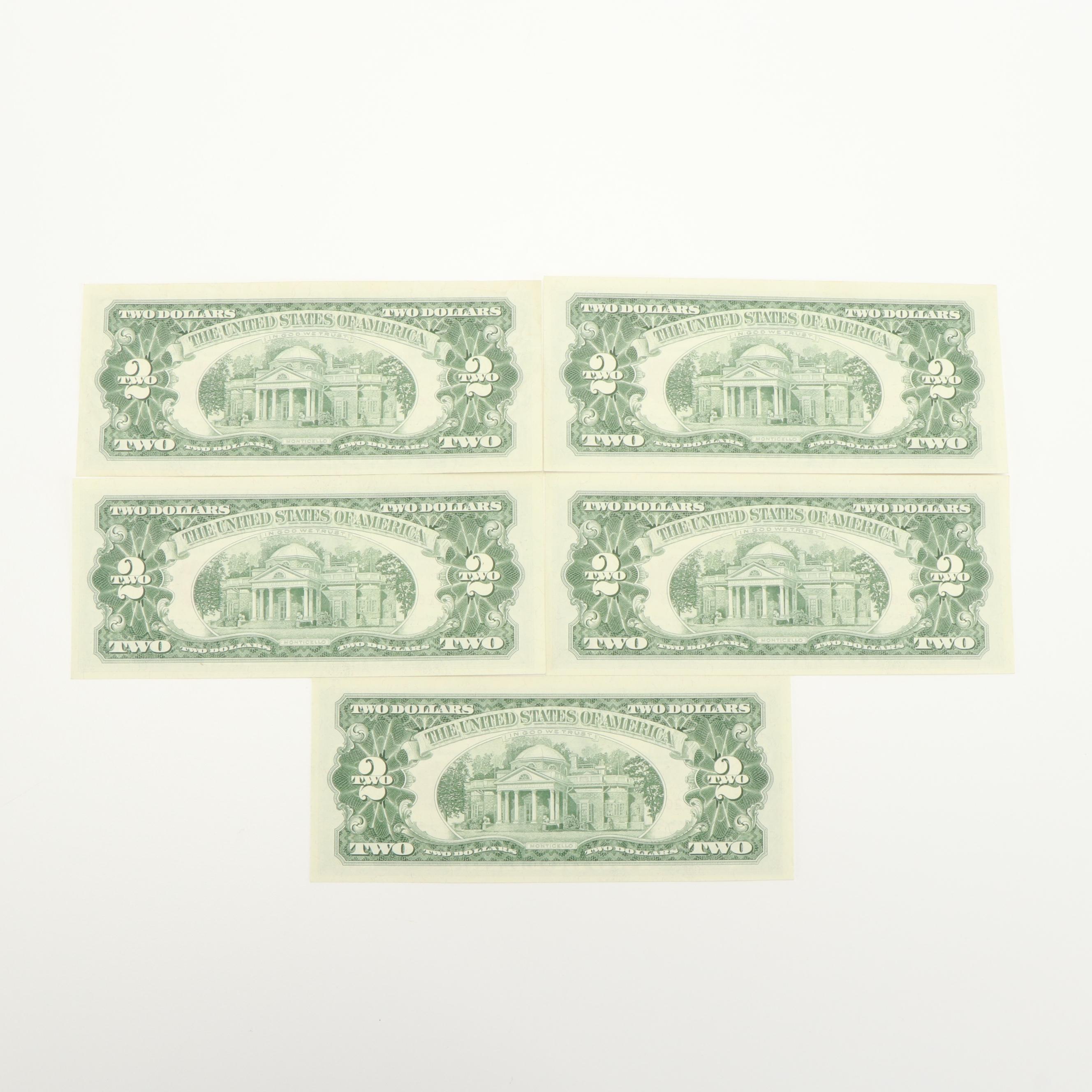Collection of Fourteen United States Two Dollar Bills