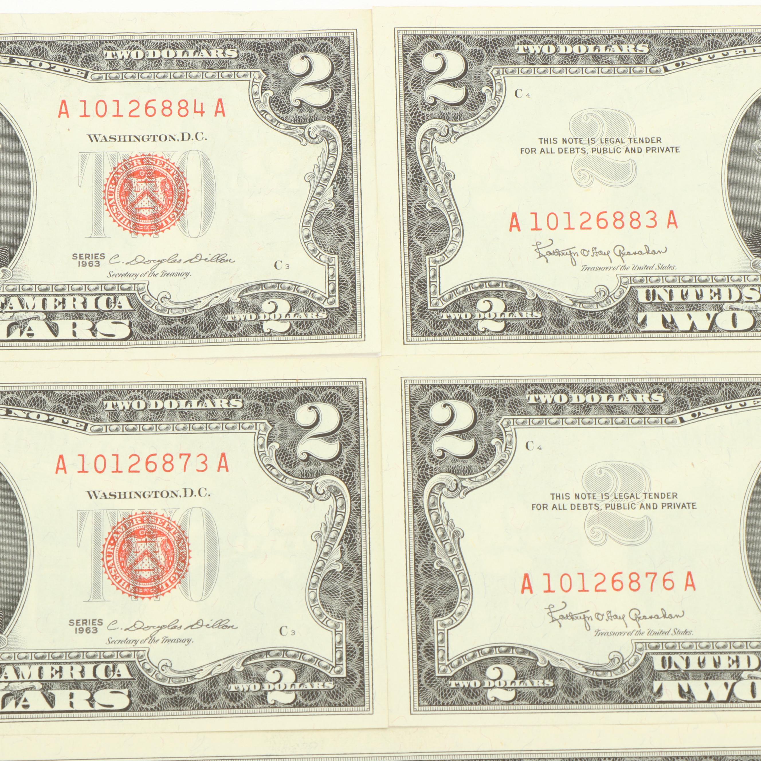 Collection of Fourteen United States Two Dollar Bills