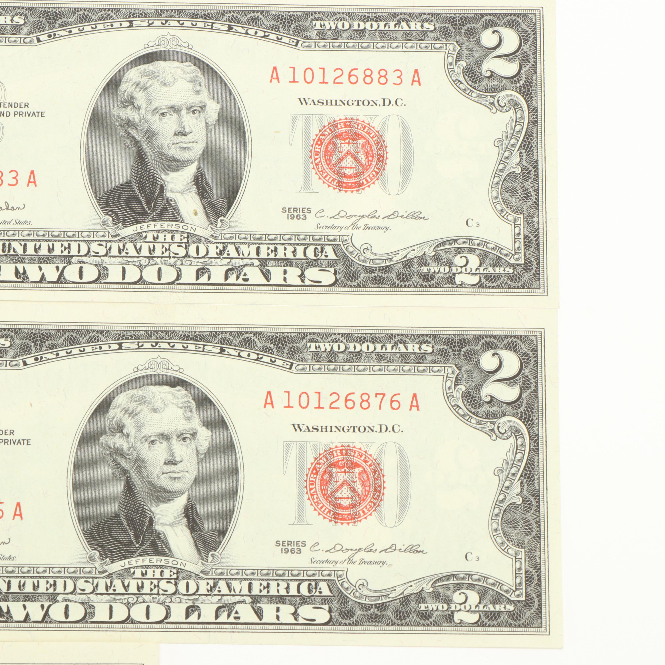 Collection of Fourteen United States Two Dollar Bills