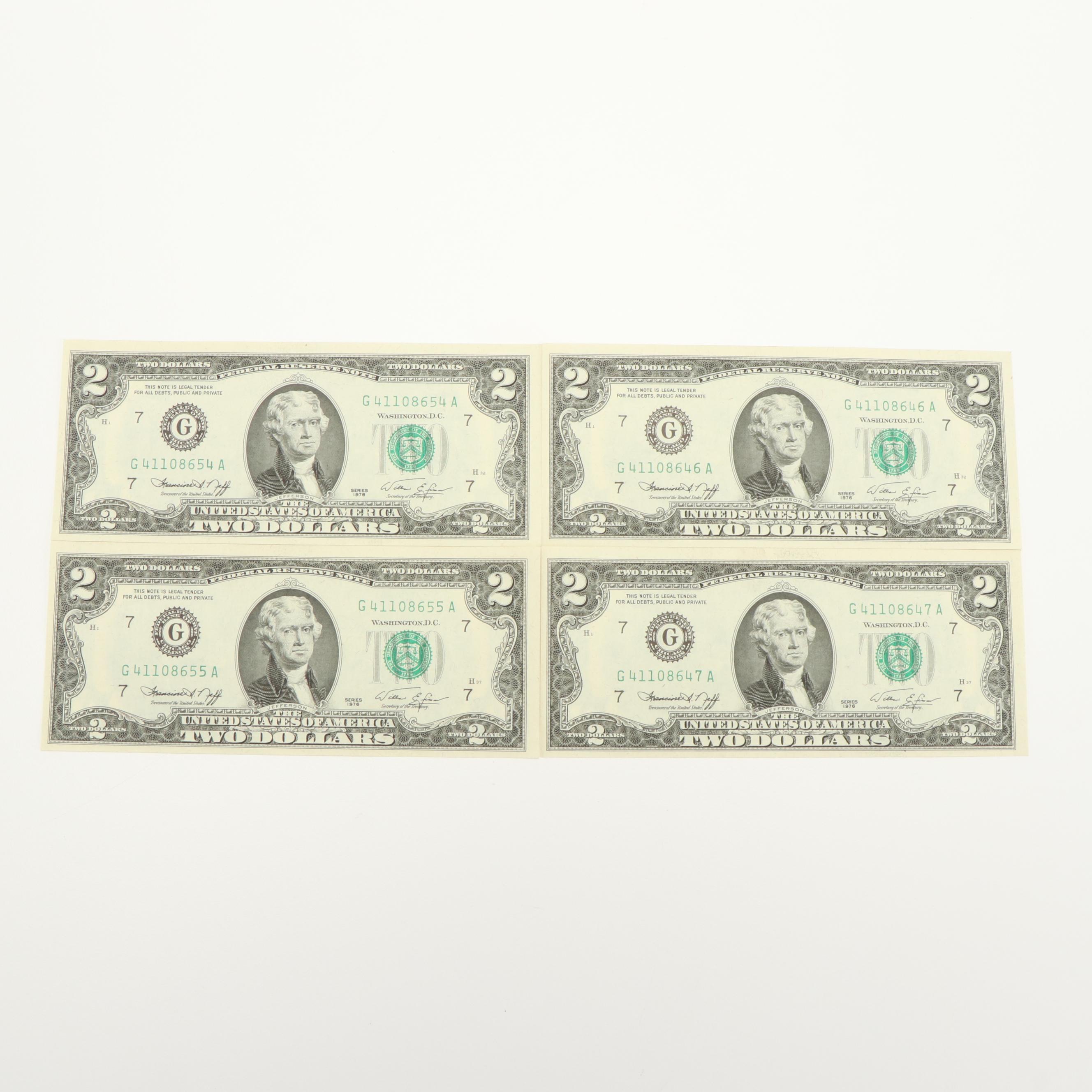 Collection of Fourteen United States Two Dollar Bills
