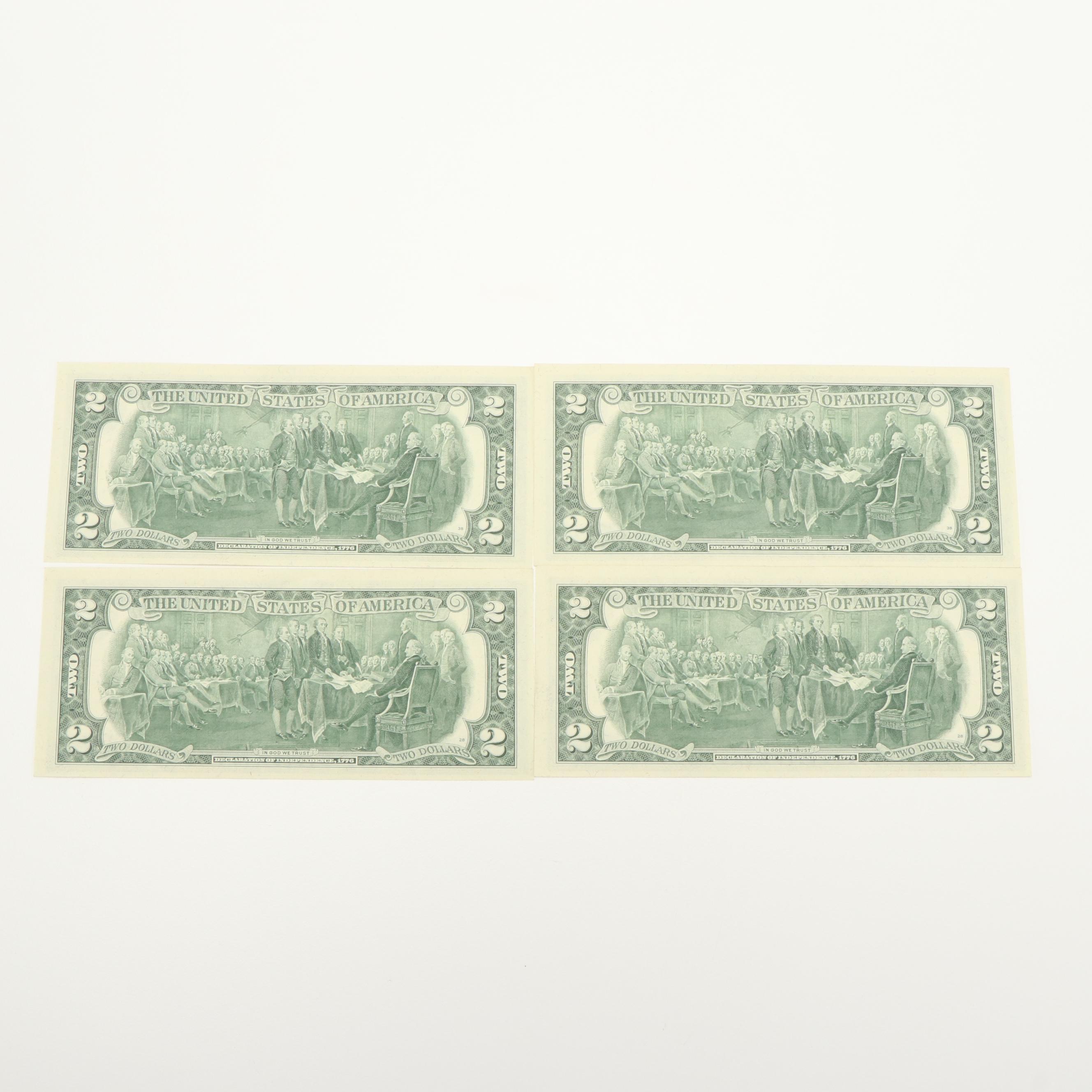 Collection of Fourteen United States Two Dollar Bills