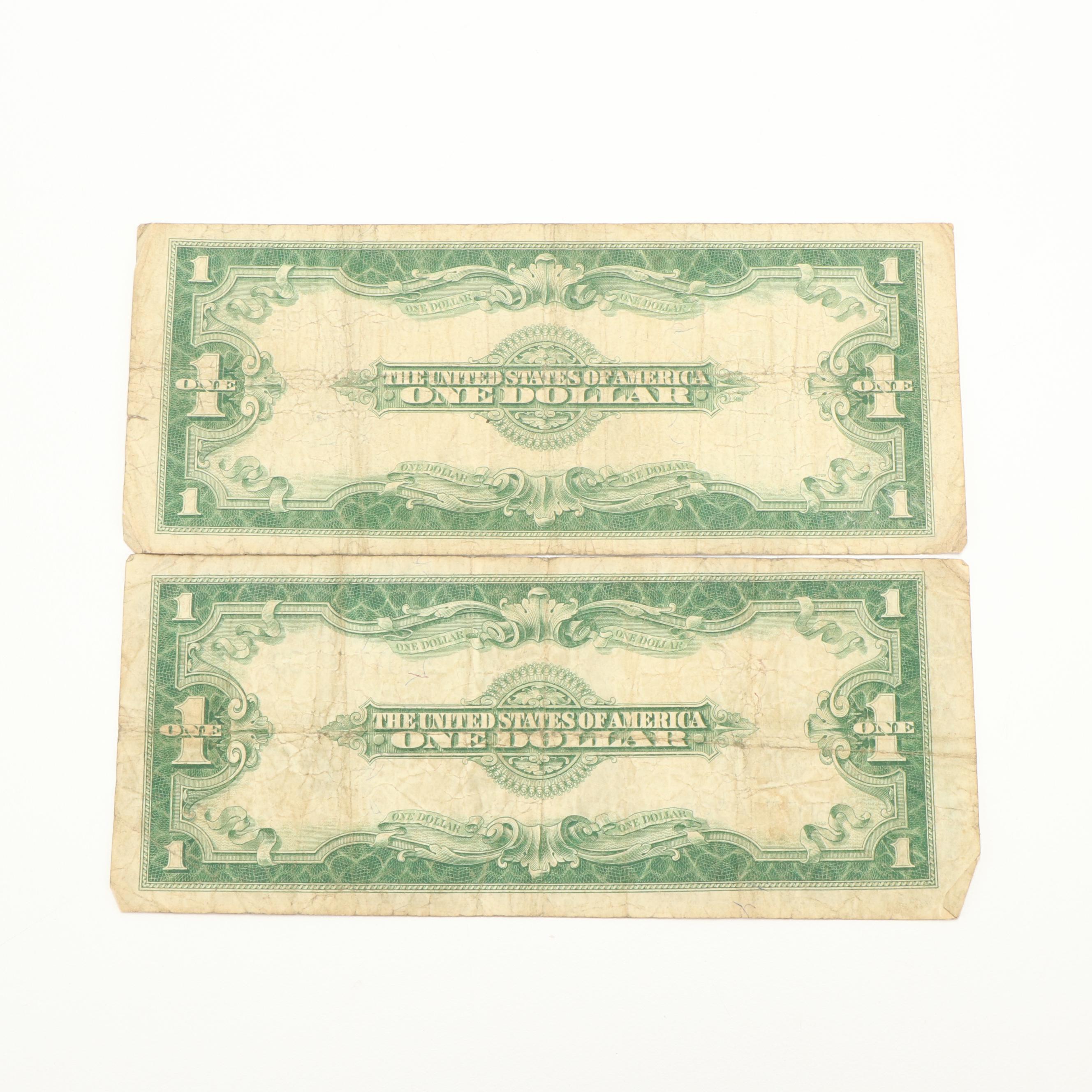 Two 1923 Large Size United States One Dollar Silver Certificates