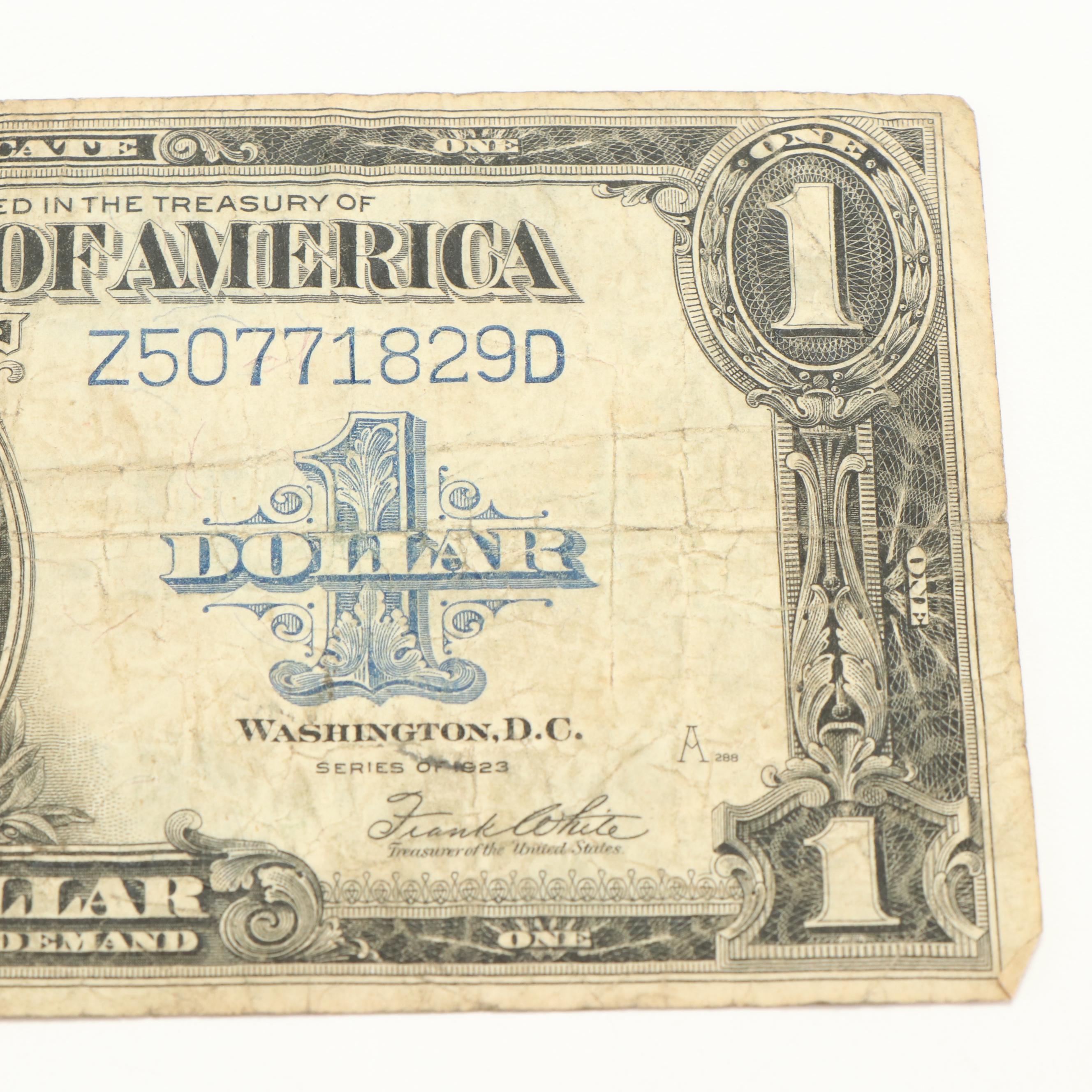 Two 1923 Large Size United States One Dollar Silver Certificates