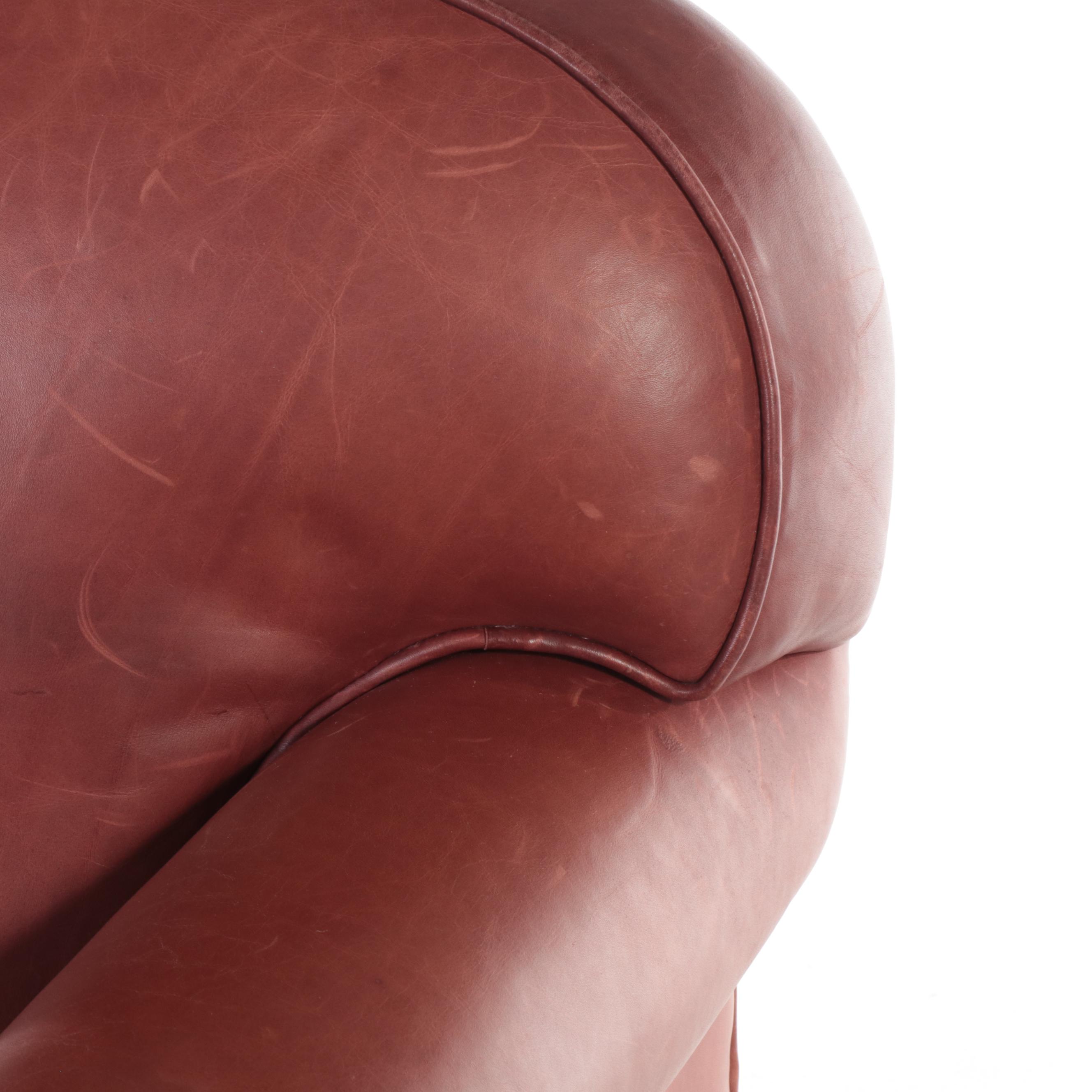 Classic Leather Inc. Mahogany and Leather Easy Armchair