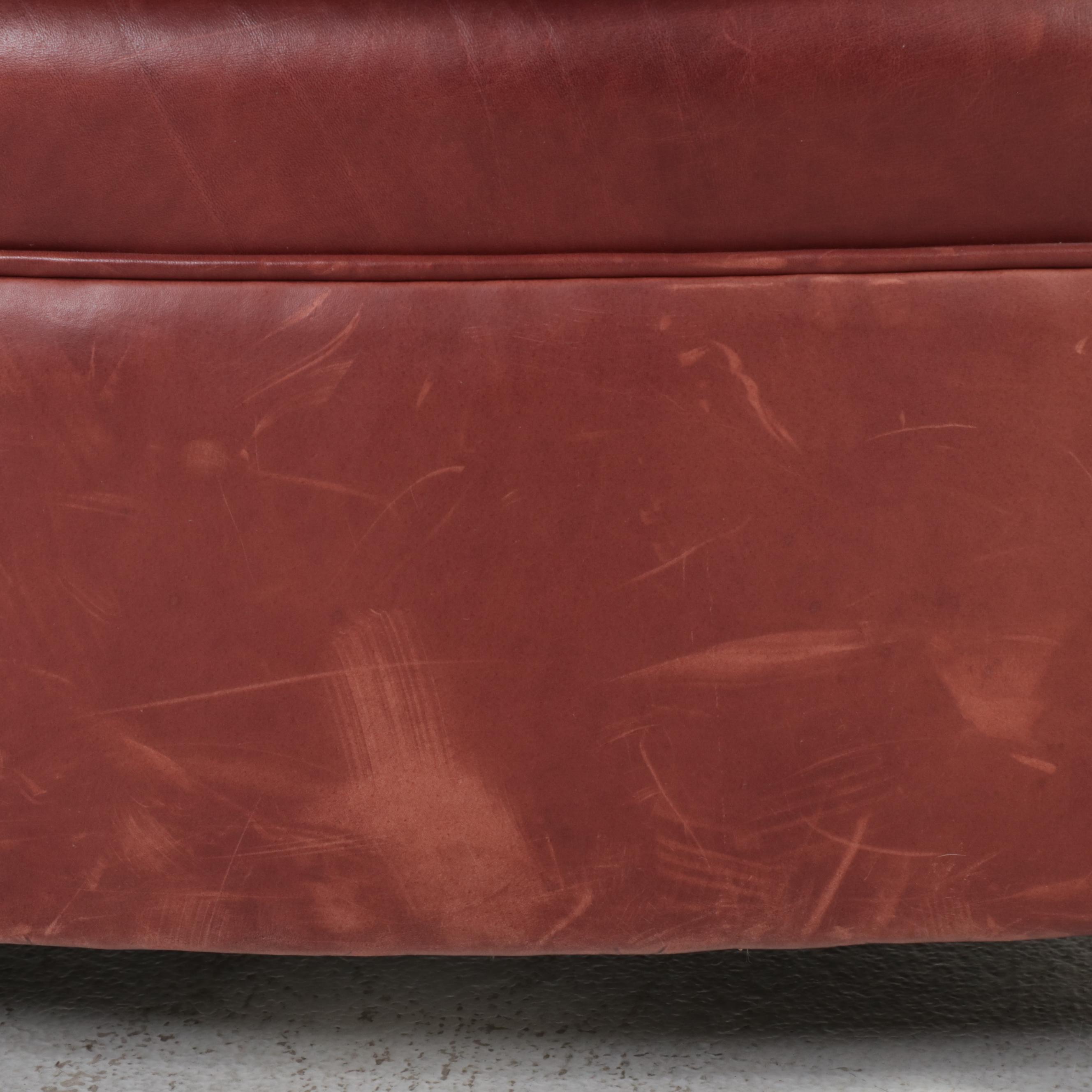 Classic Leather Inc. Mahogany and Leather Easy Armchair