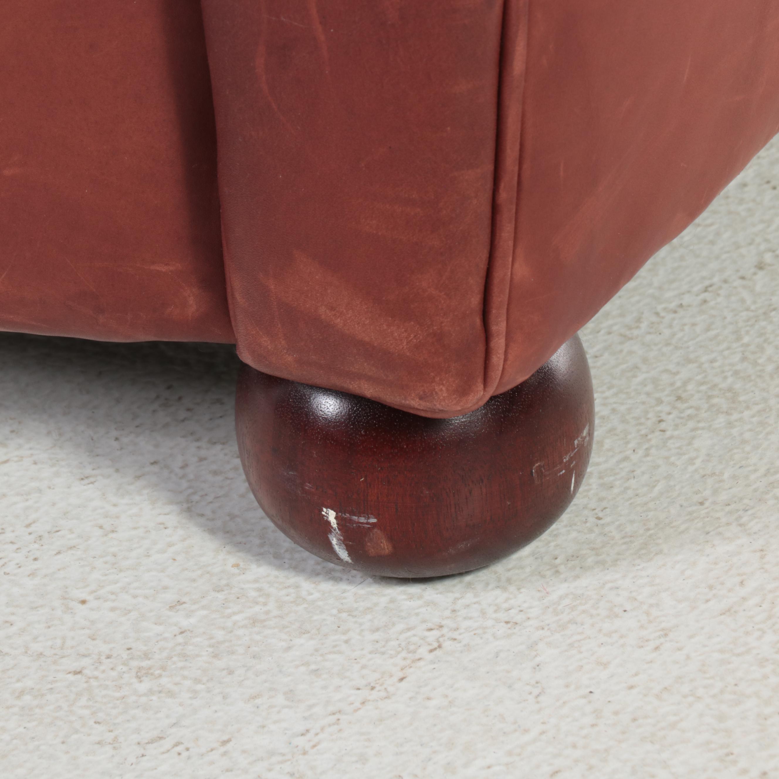 Classic Leather Inc. Mahogany and Leather Easy Armchair