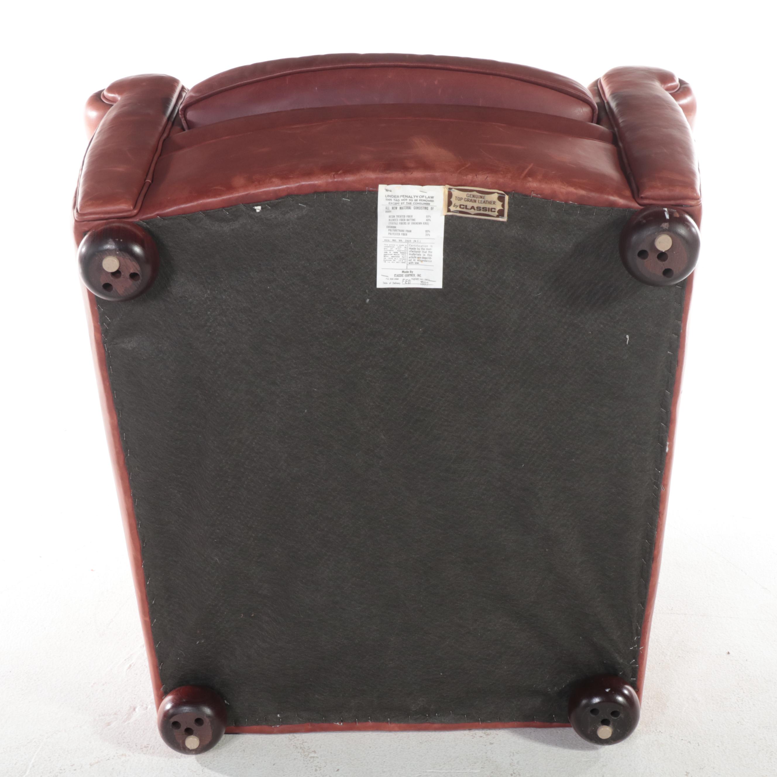 Classic Leather Inc. Mahogany and Leather Easy Armchair