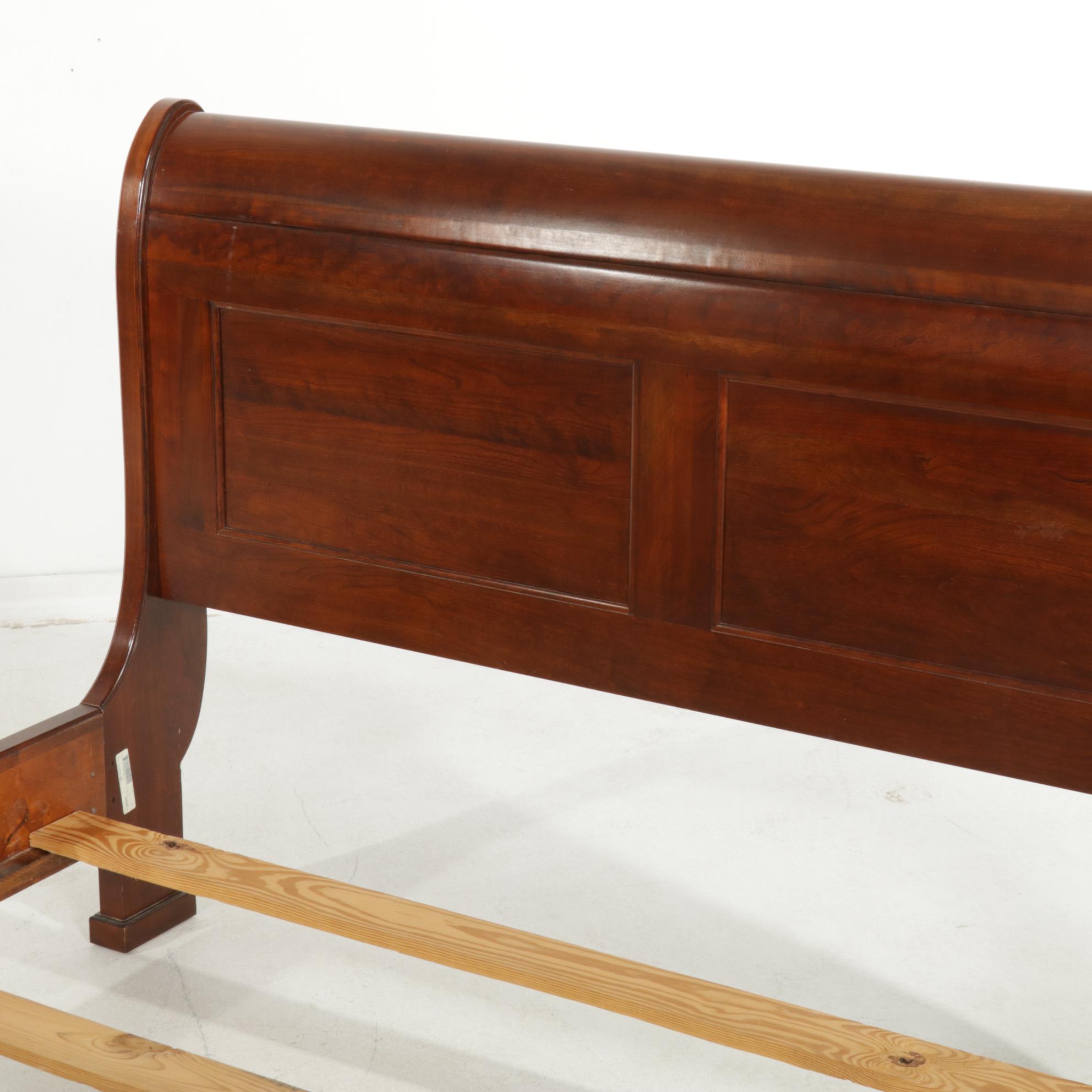 French Empire Style Cherrywood Queen Size Sleigh Bed