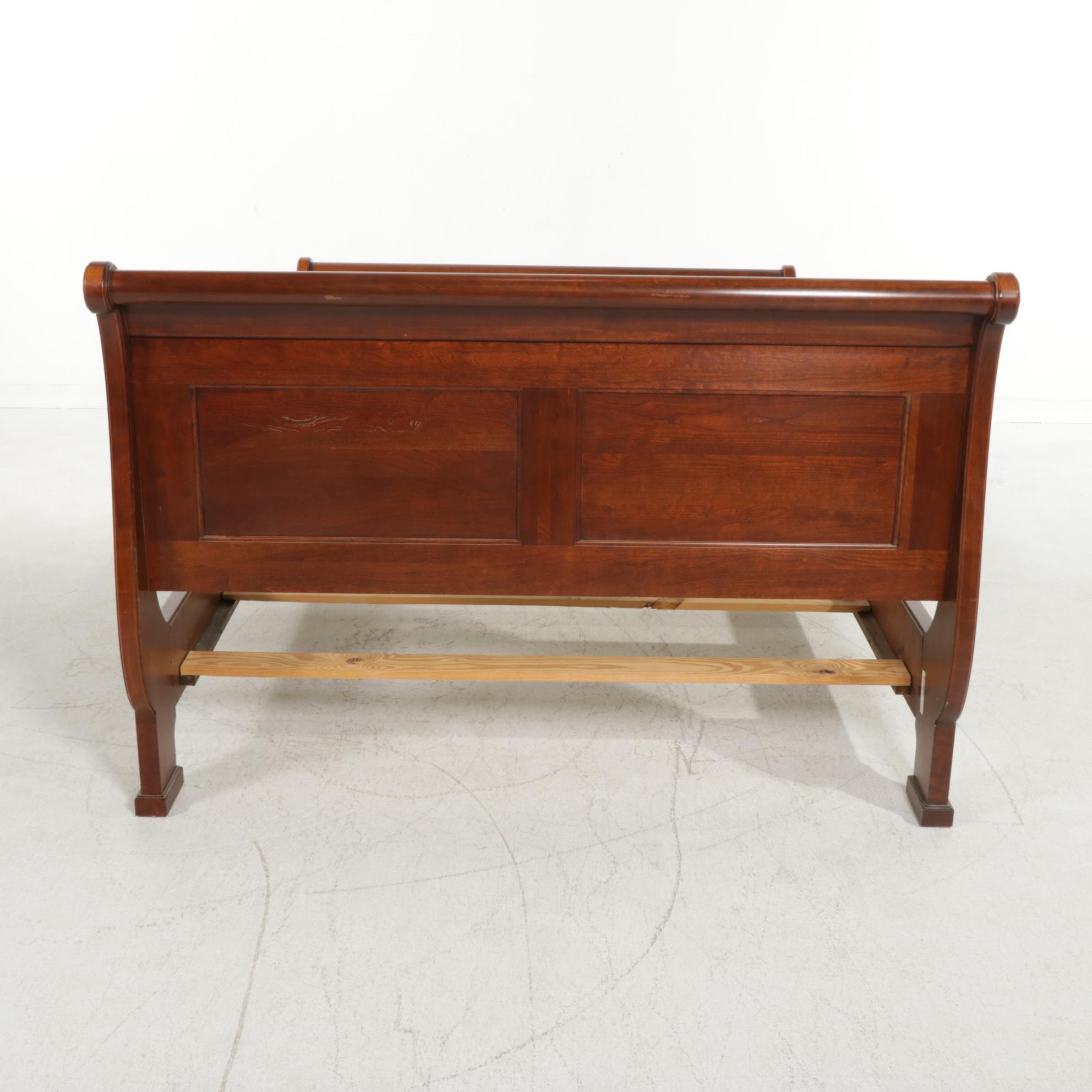 French Empire Style Cherrywood Queen Size Sleigh Bed