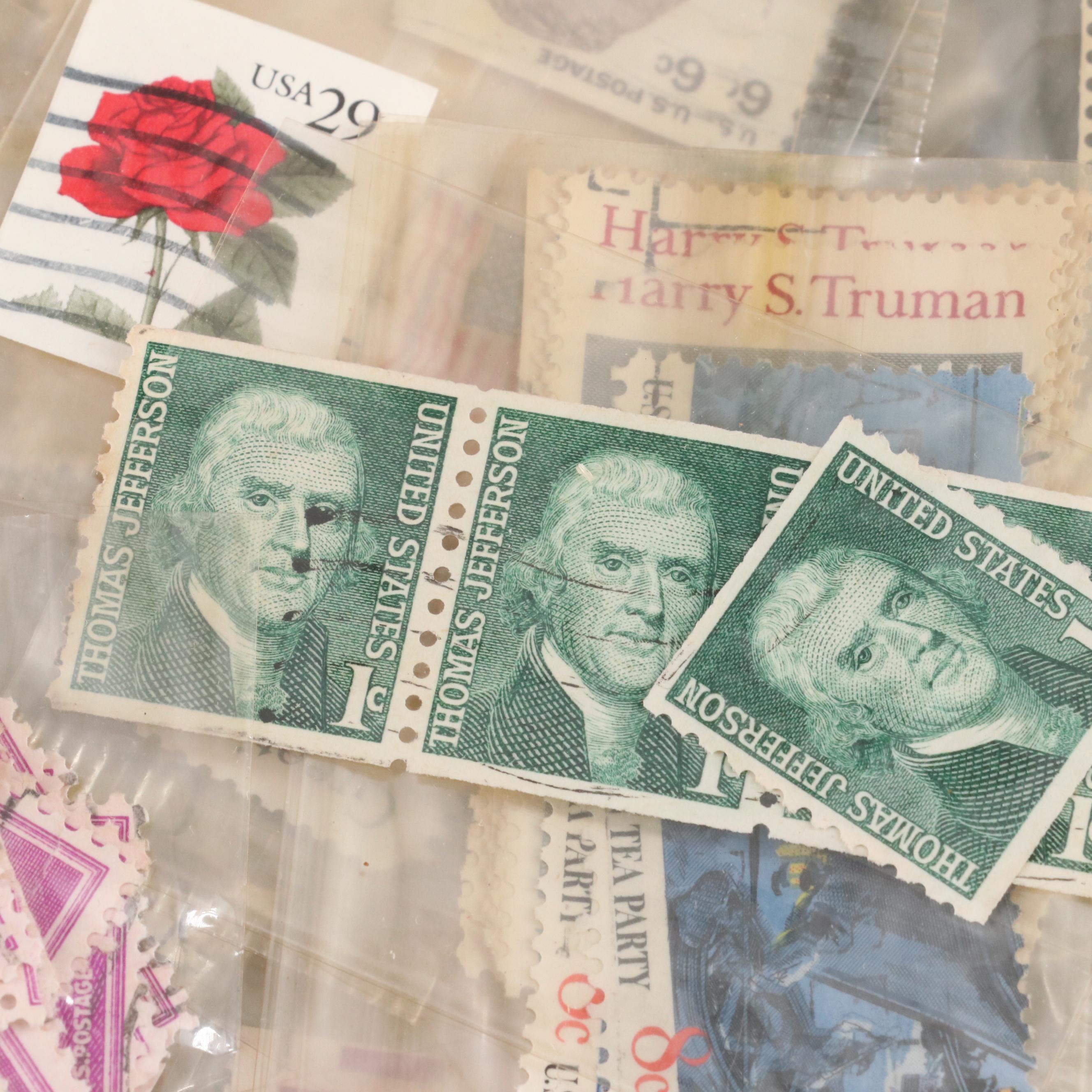 Large Assortment of Single U.S. Postage Stamps