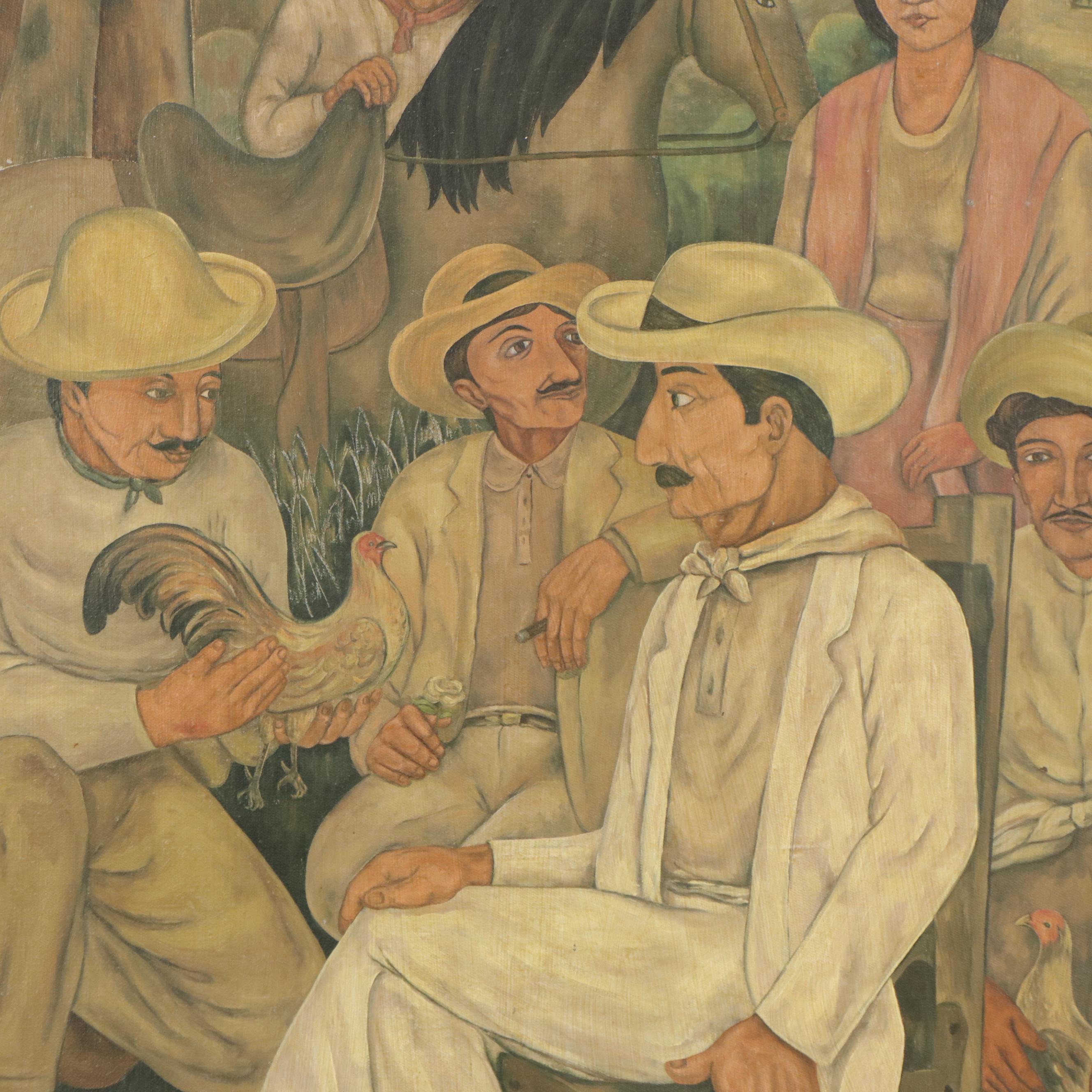 Oil Painting After Eduardo Abela "Guajiros"