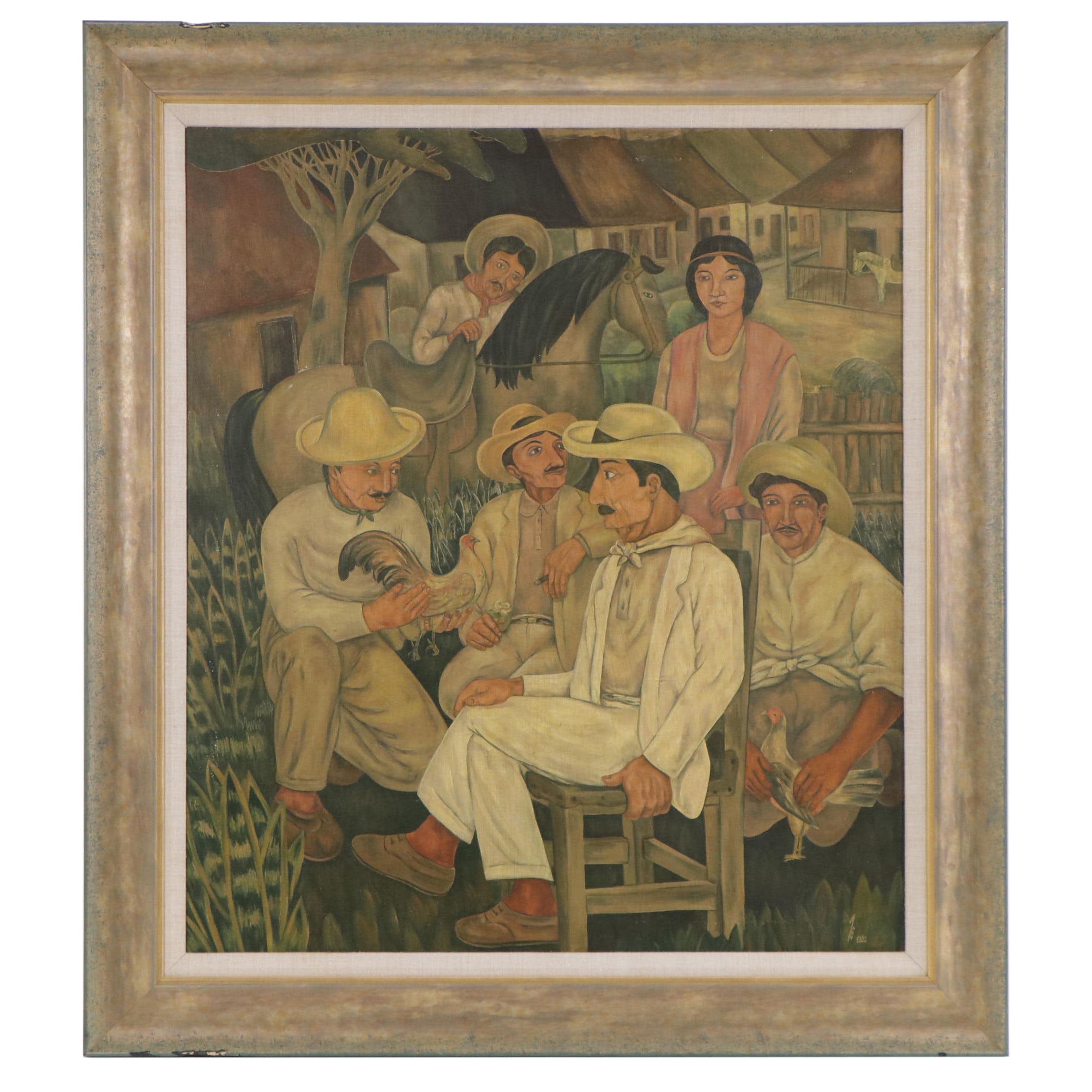 Oil Painting After Eduardo Abela "Guajiros"