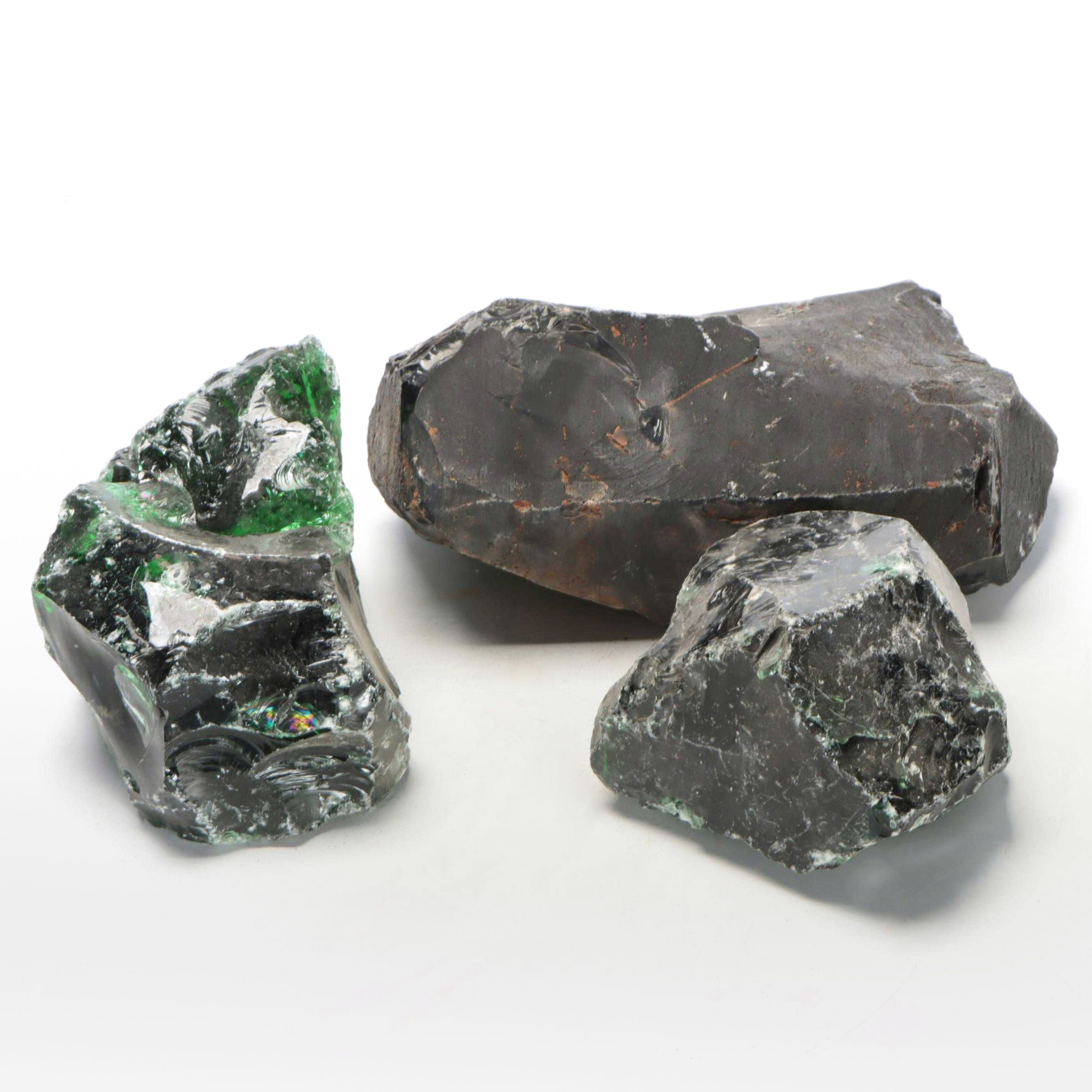 Raw Obsidian and Glass Specimens