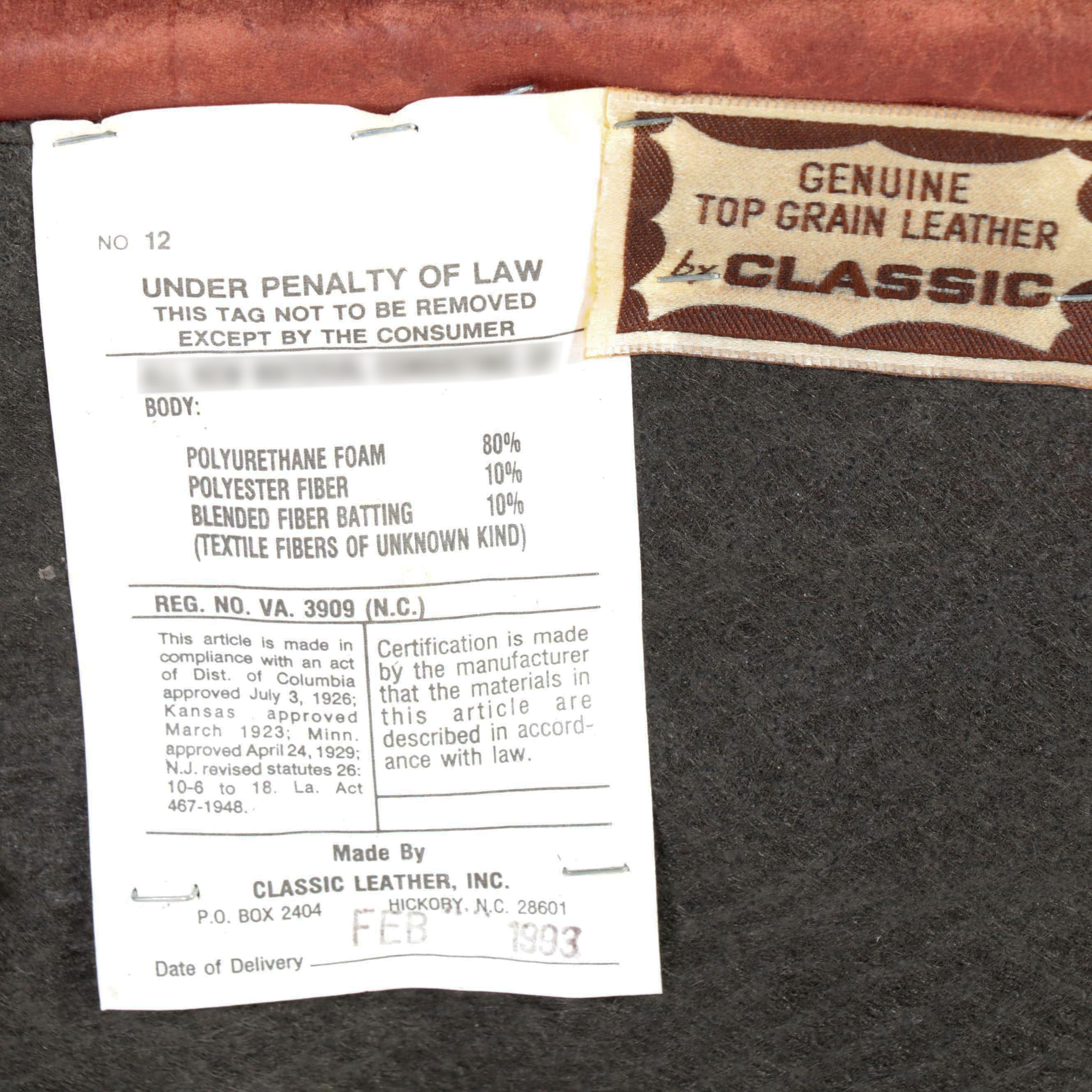 Classic Leather Inc. Mahogany and Leather Easy Armchair