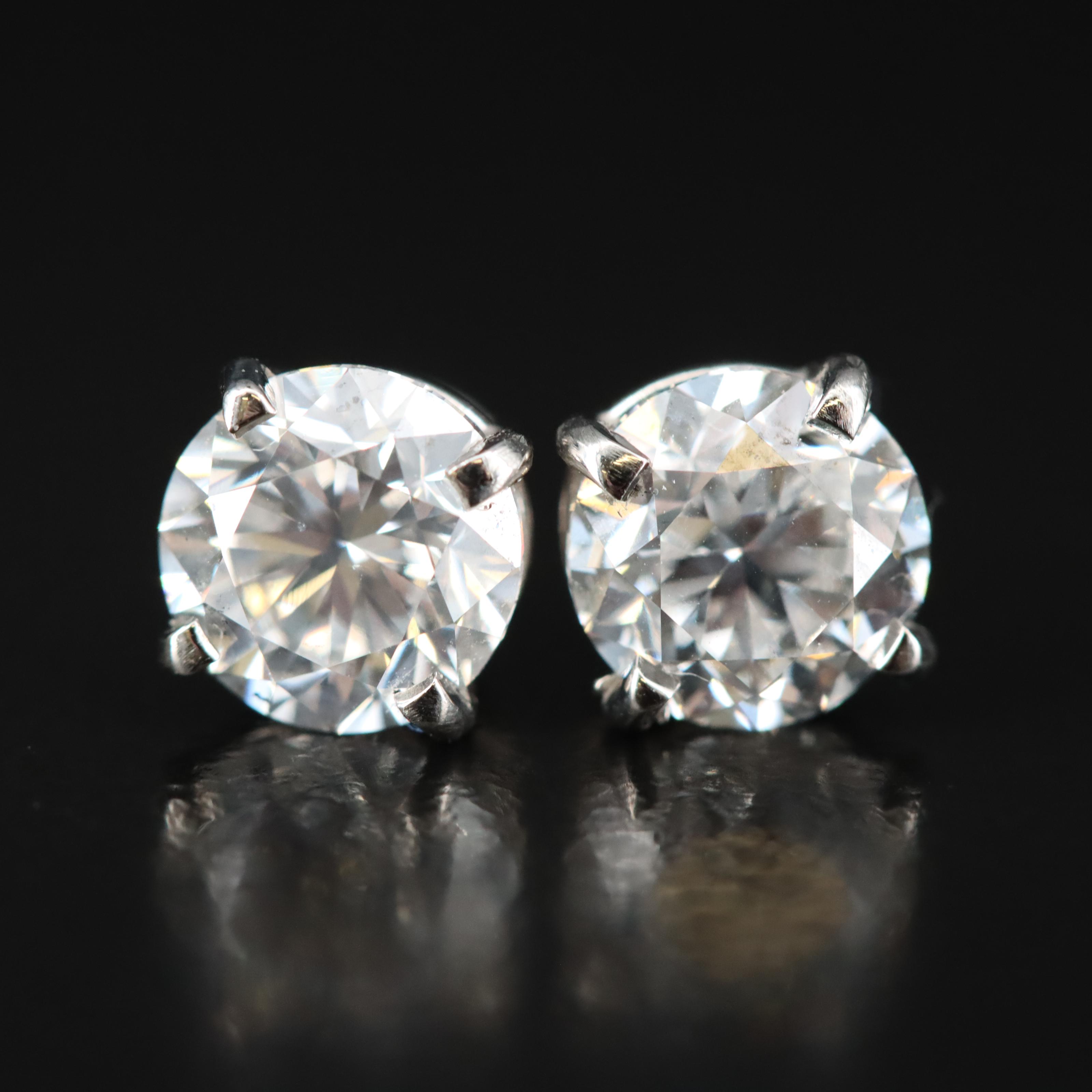 Platinum 2.00 CTW Diamond Stud Earrings with GIA eReports
