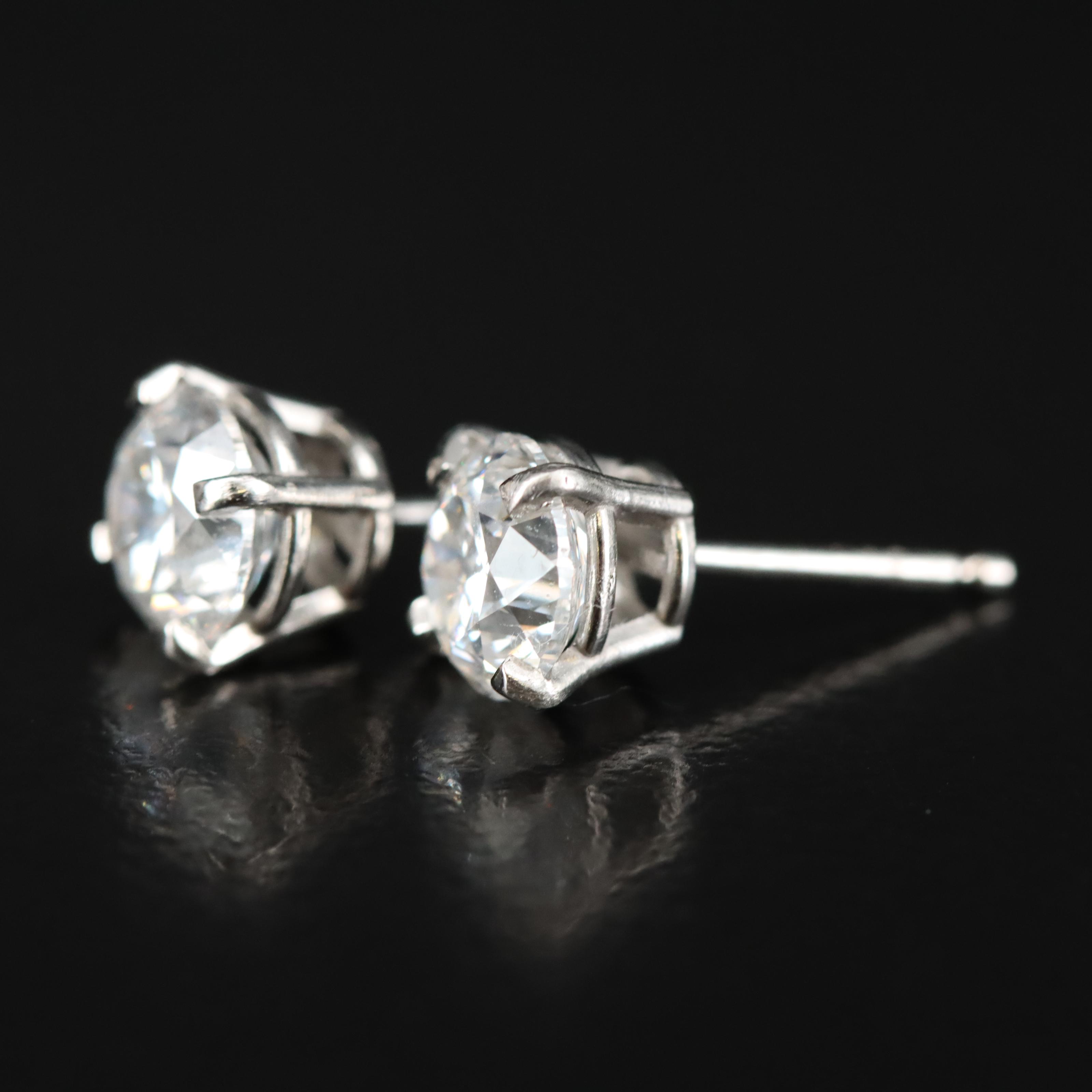 Platinum 2.00 CTW Diamond Stud Earrings with GIA eReports