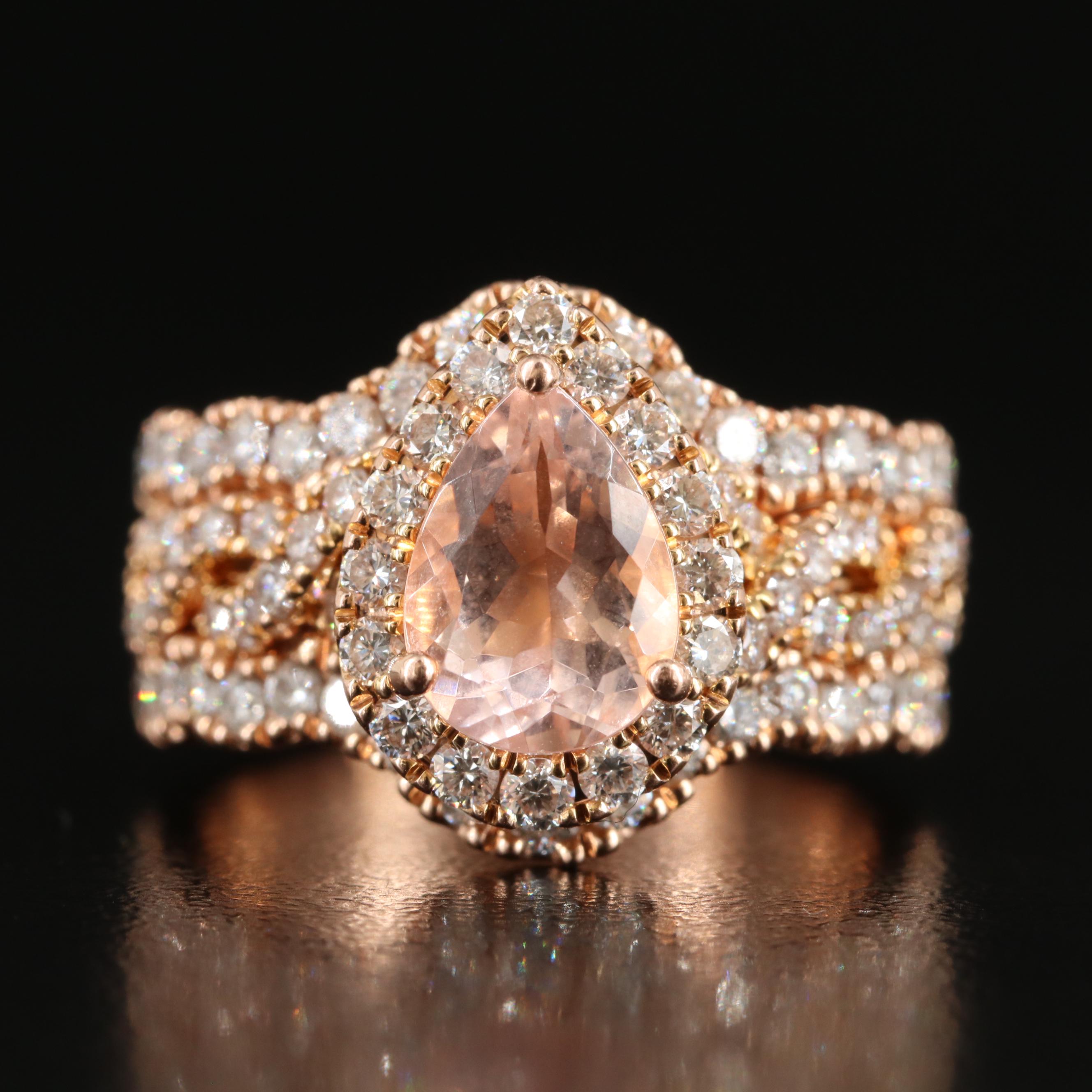 Neil Lane 14K Rose Gold Morganite and Diamond Ring Trio