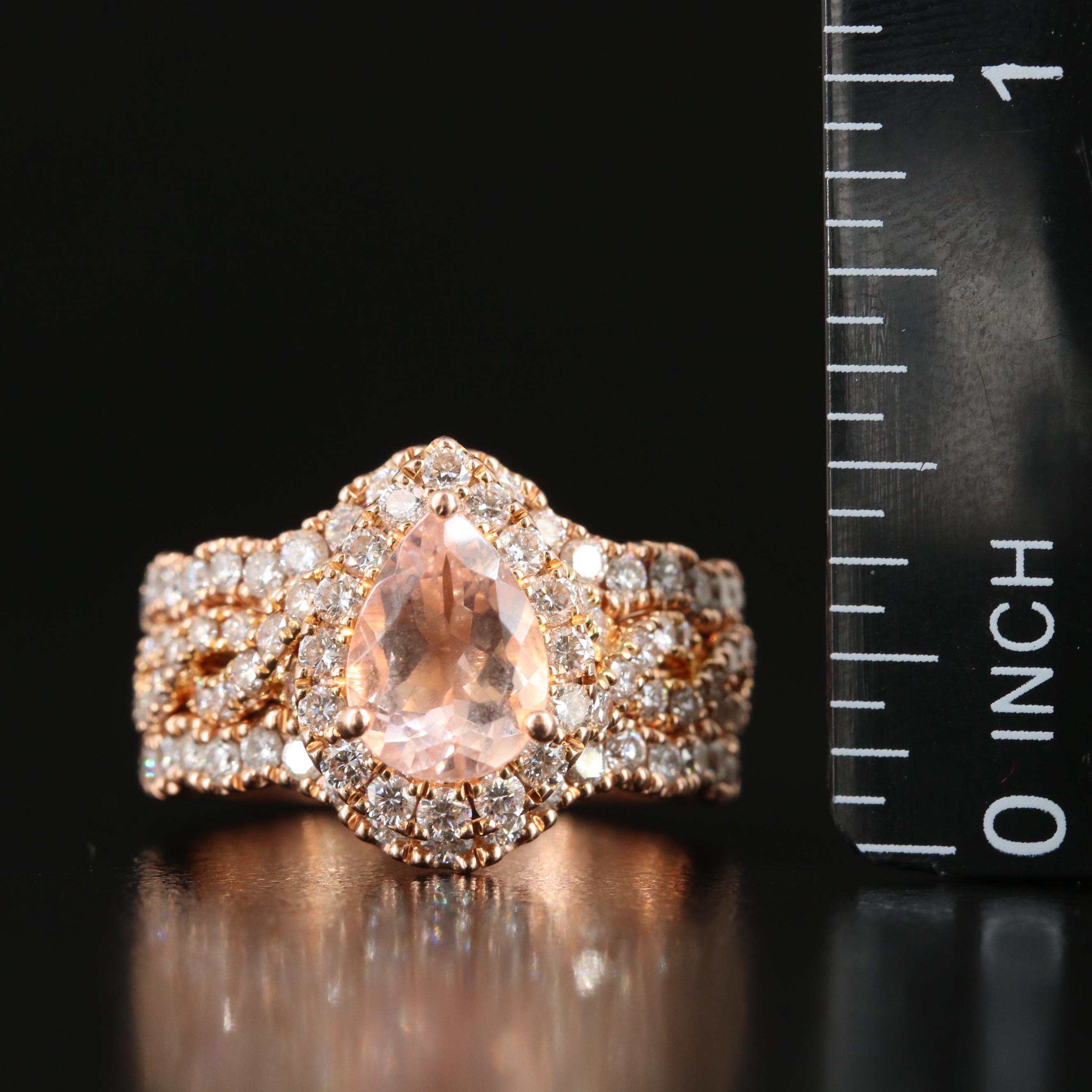 Neil Lane 14K Rose Gold Morganite and Diamond Ring Trio