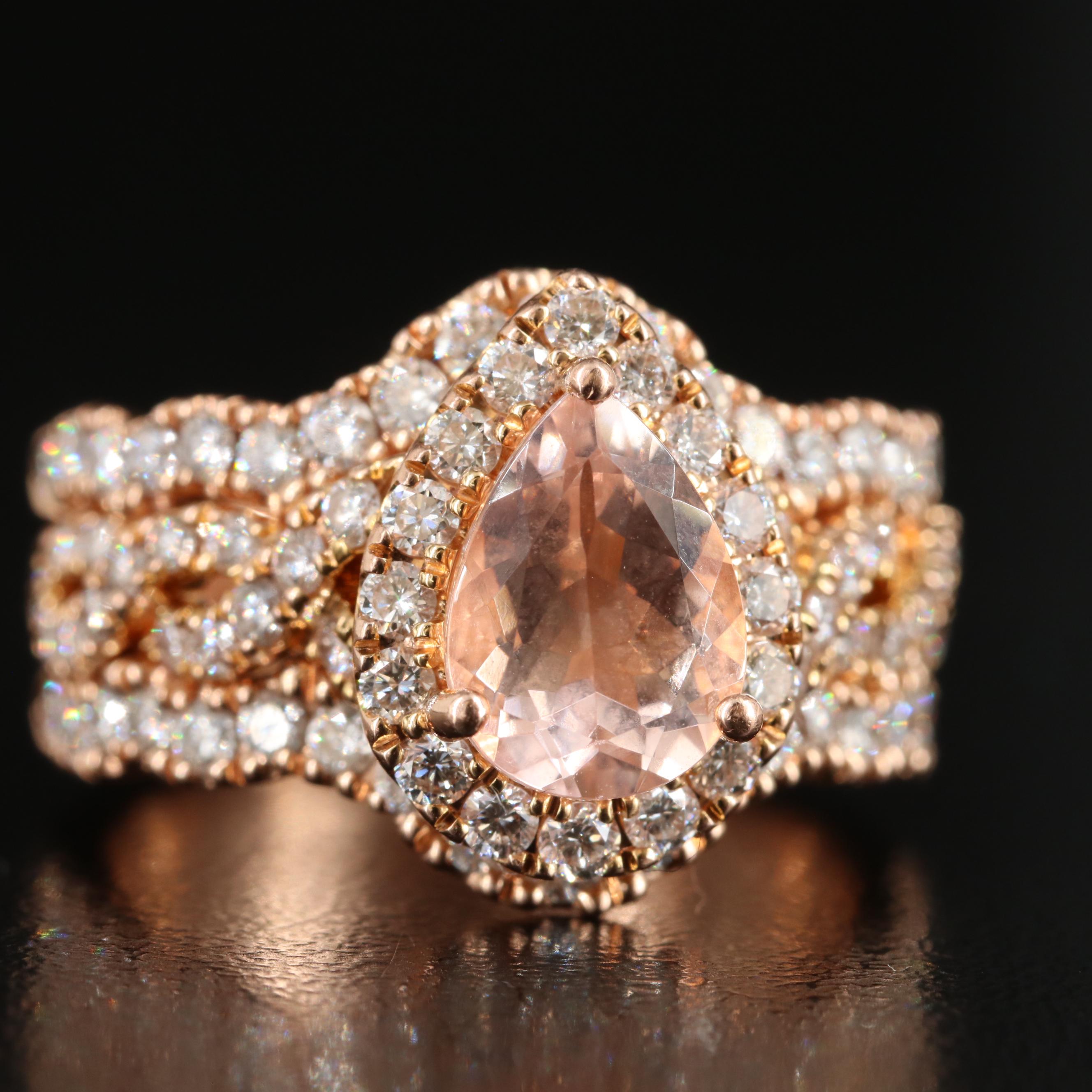Neil Lane 14K Rose Gold Morganite and Diamond Ring Trio