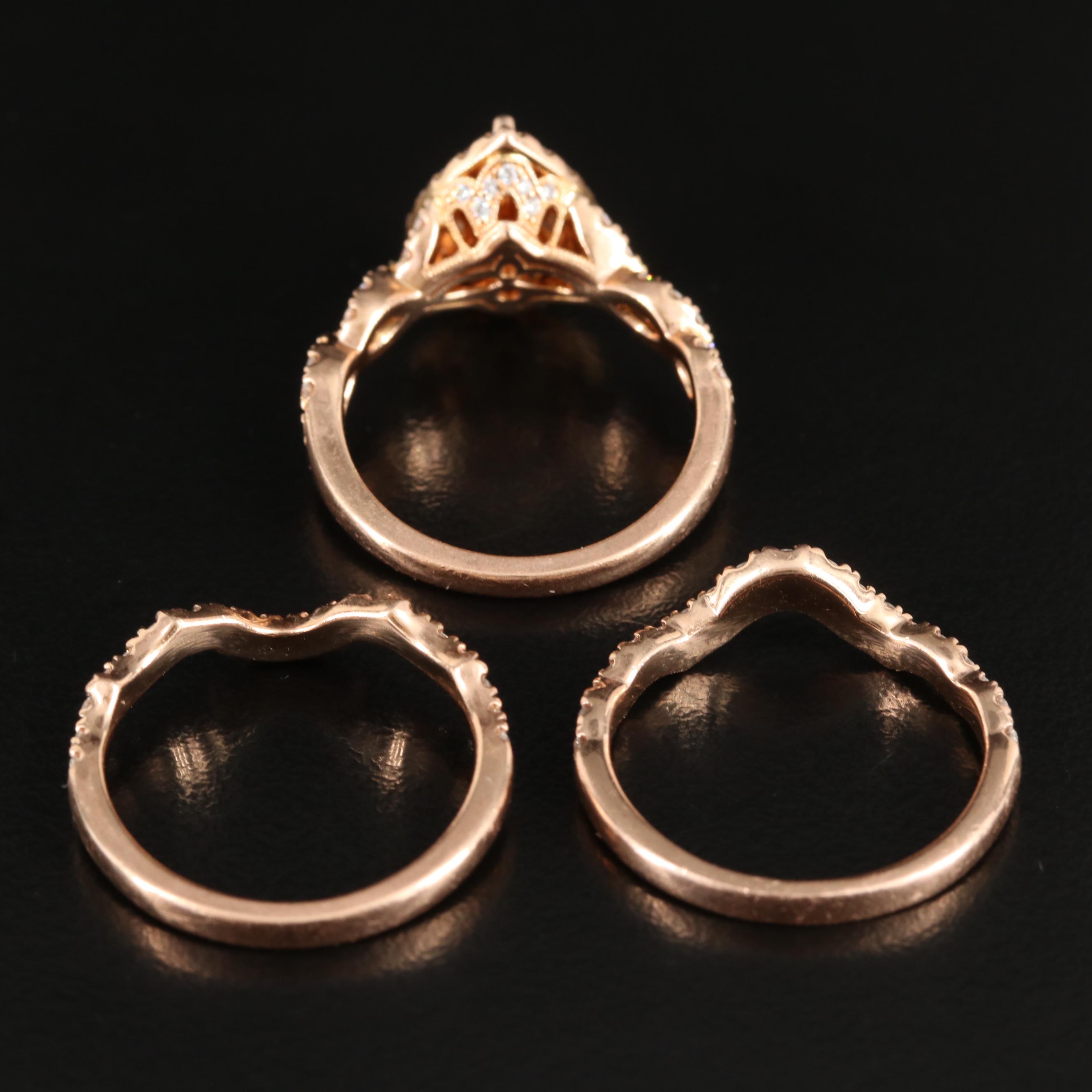 Neil Lane 14K Rose Gold Morganite and Diamond Ring Trio