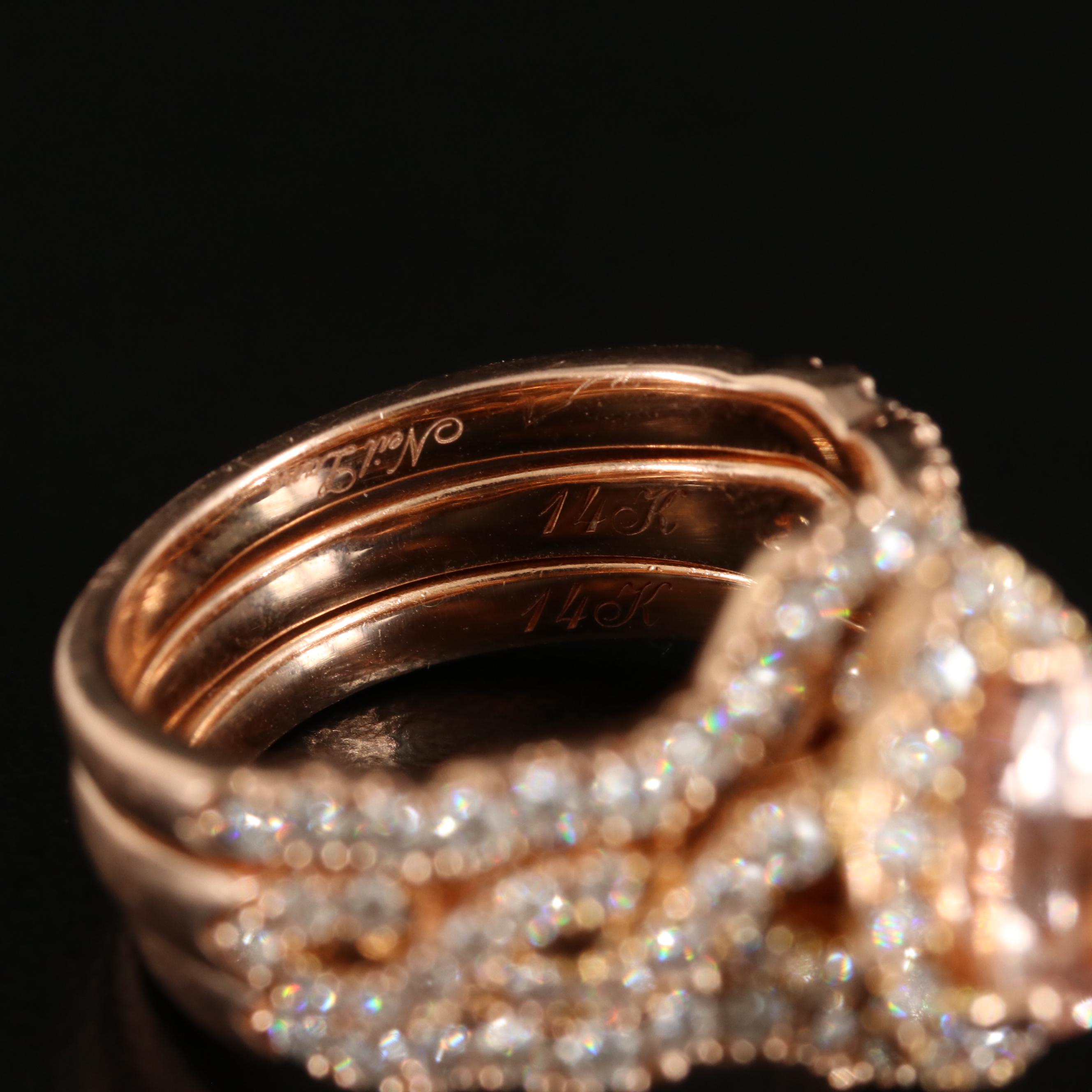 Neil Lane 14K Rose Gold Morganite and Diamond Ring Trio