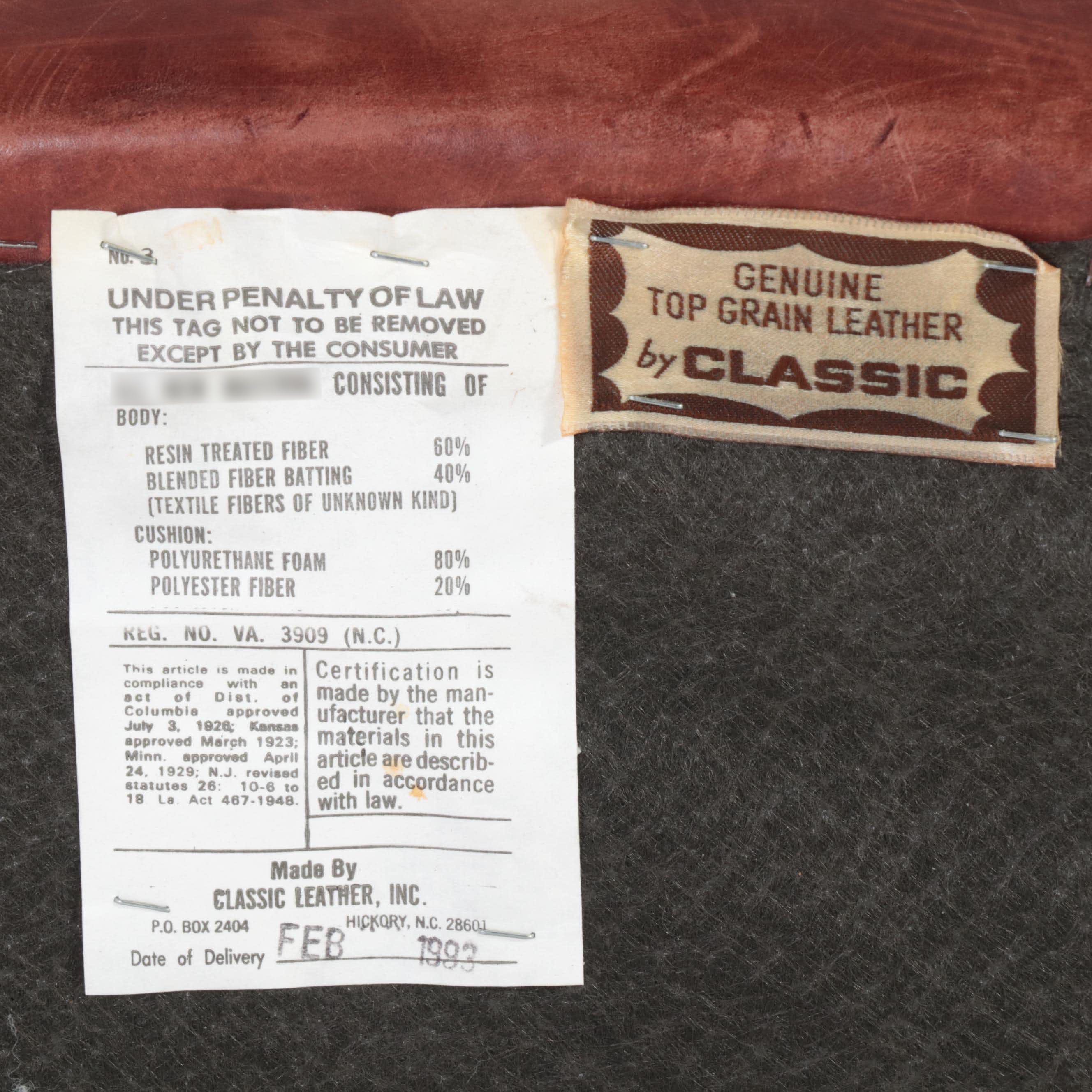 Classic Leather Inc. Mahogany and Leather Easy Armchair