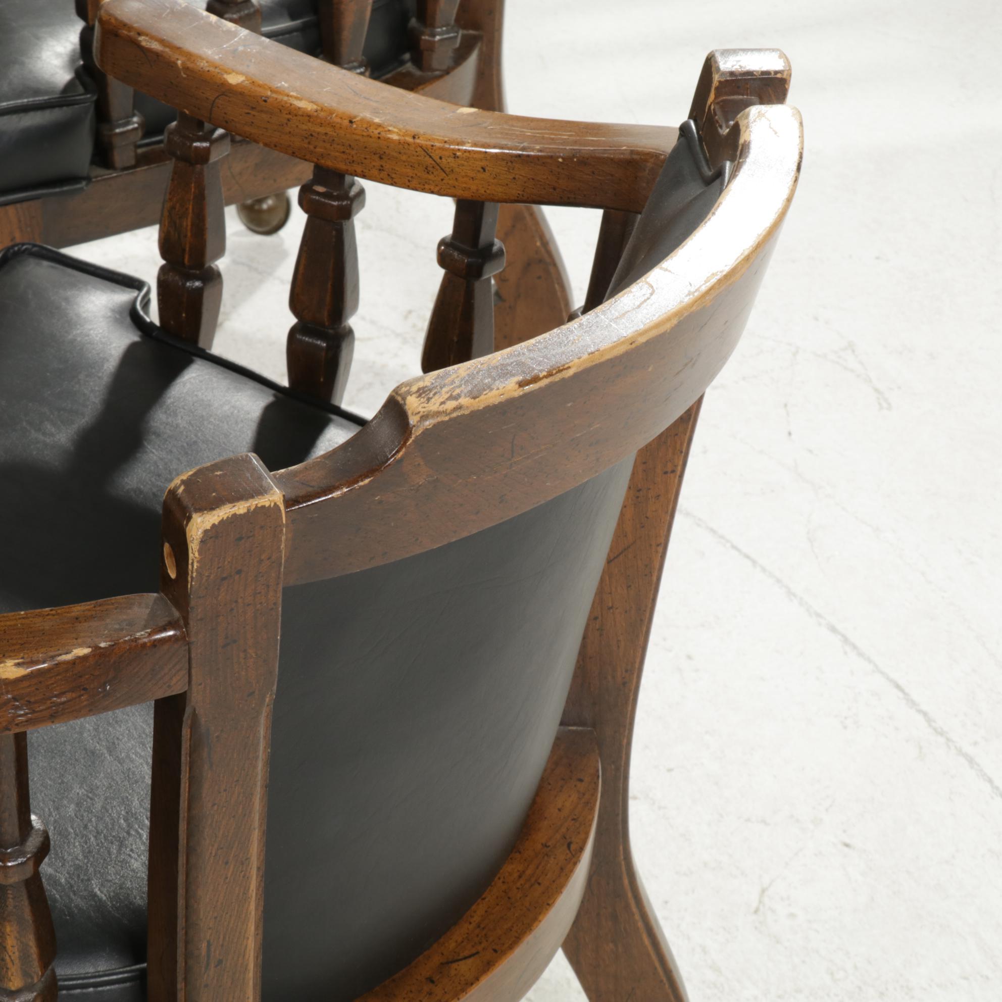 Wood, Laminate and Black Vinyl Seven-Piece Games Table Set, 1970s