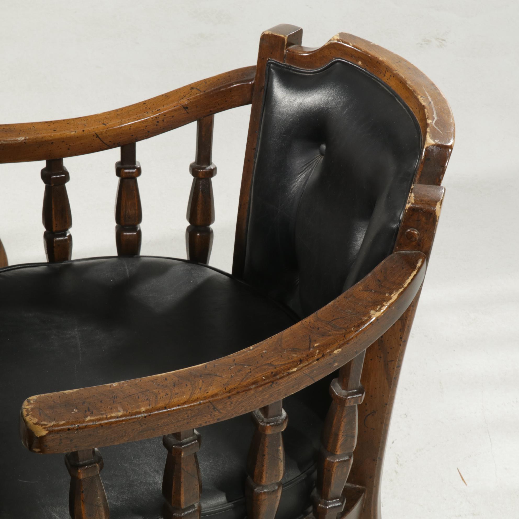 Wood, Laminate and Black Vinyl Seven-Piece Games Table Set, 1970s