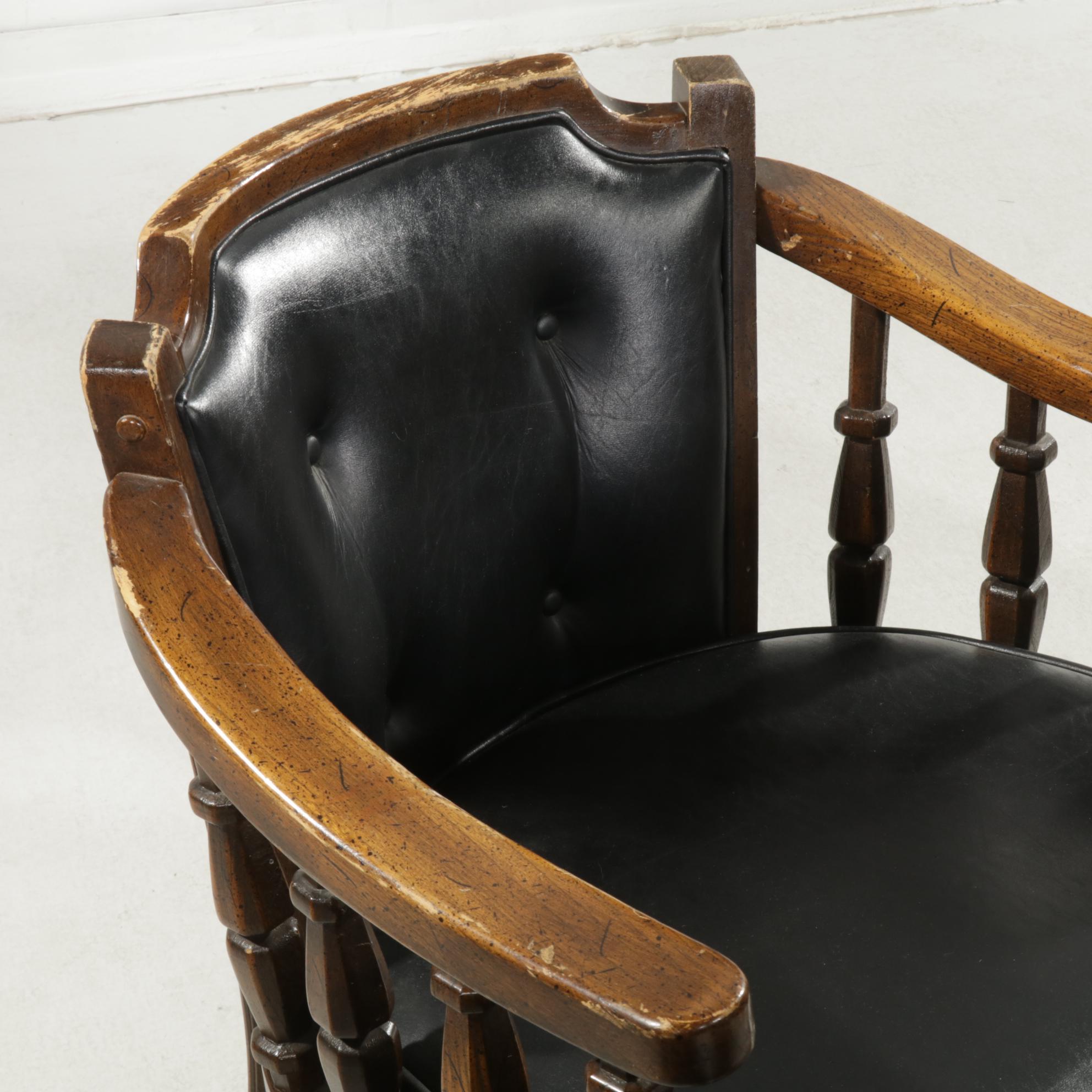 Wood, Laminate and Black Vinyl Seven-Piece Games Table Set, 1970s