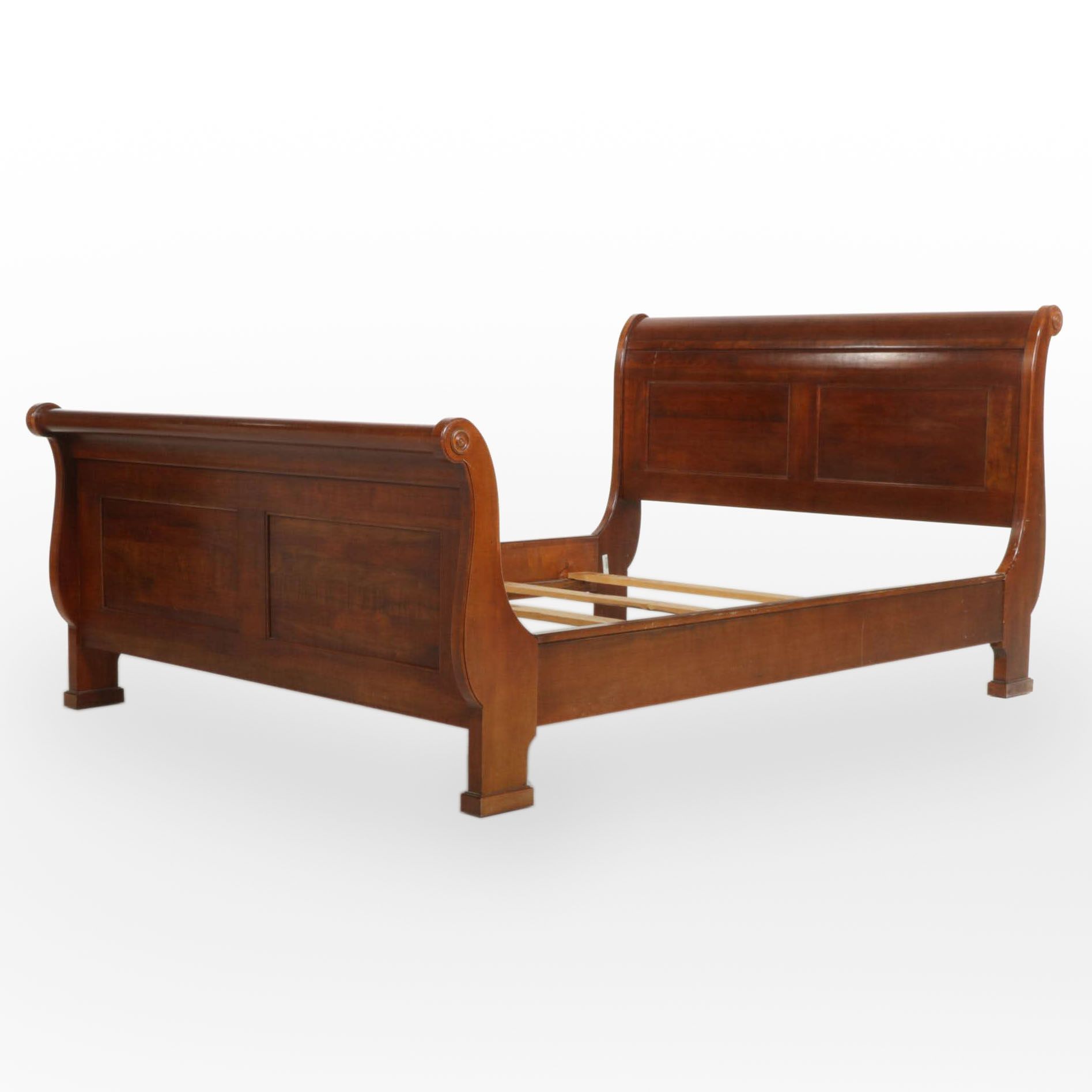 French Empire Style Cherrywood Queen Size Sleigh Bed