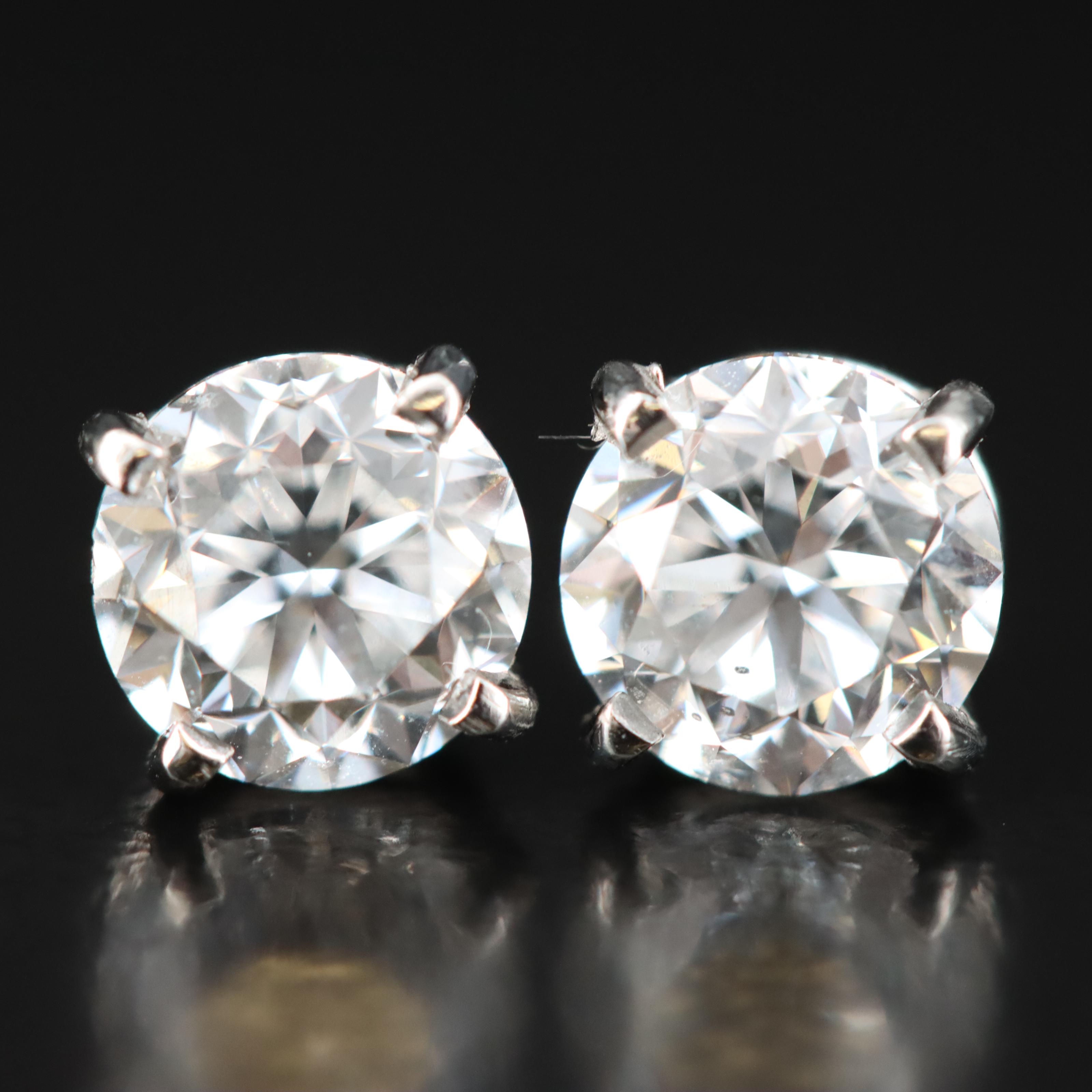 Platinum 2.00 CTW Diamond Stud Earrings with GIA eReports