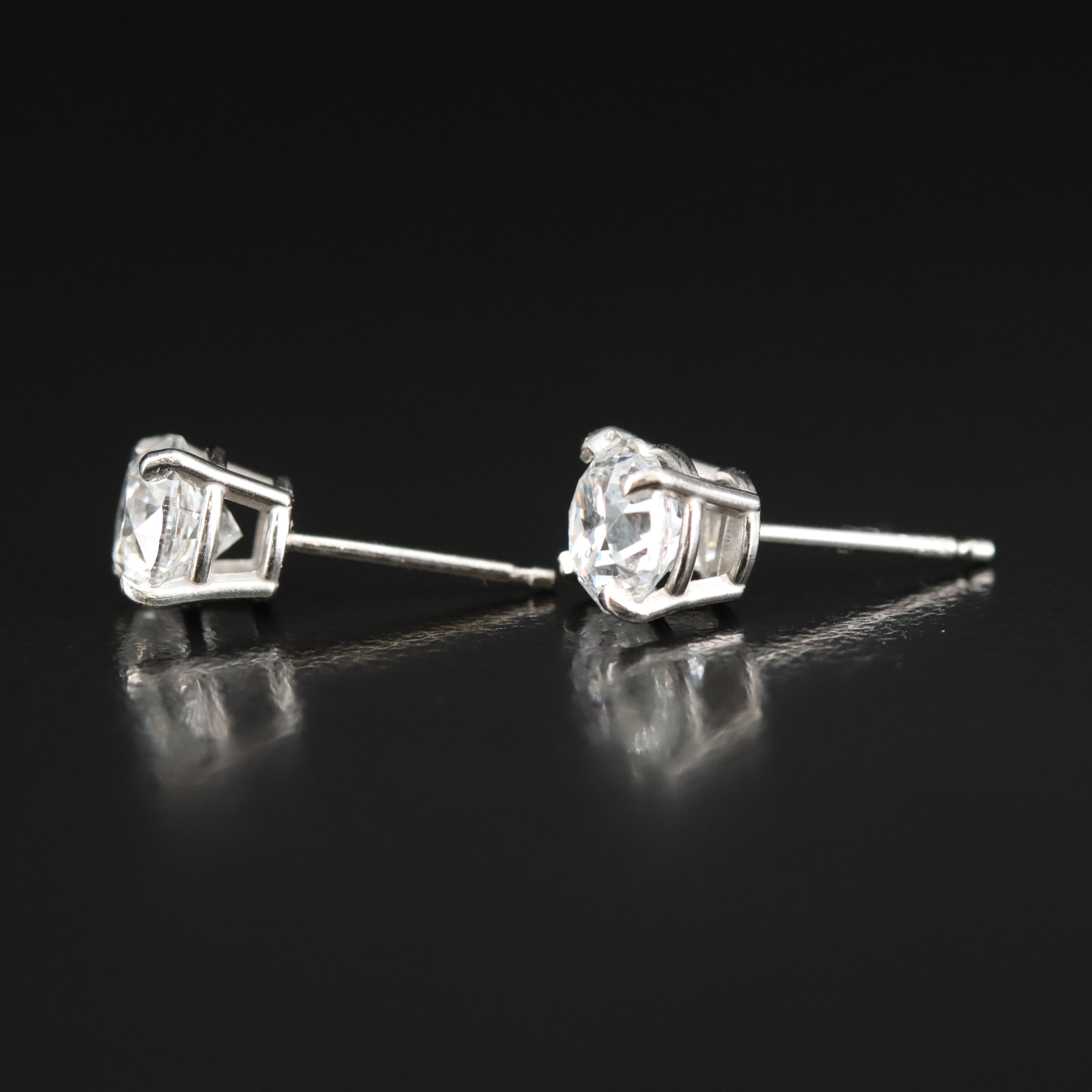 Platinum 2.00 CTW Diamond Stud Earrings with GIA eReports