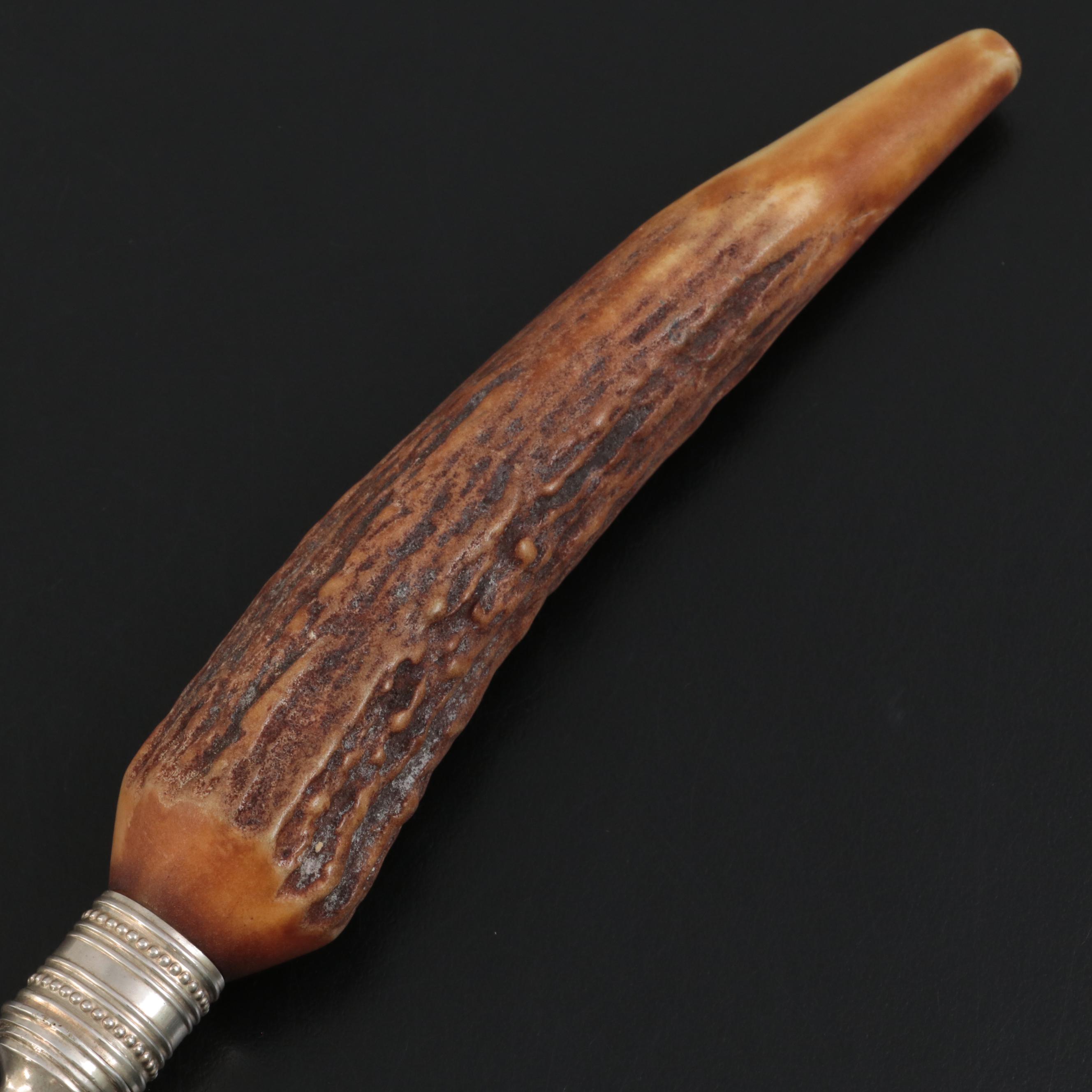 Silver Plate Silent Butler with Antler Handle, Late 19th/ Early 20th Century