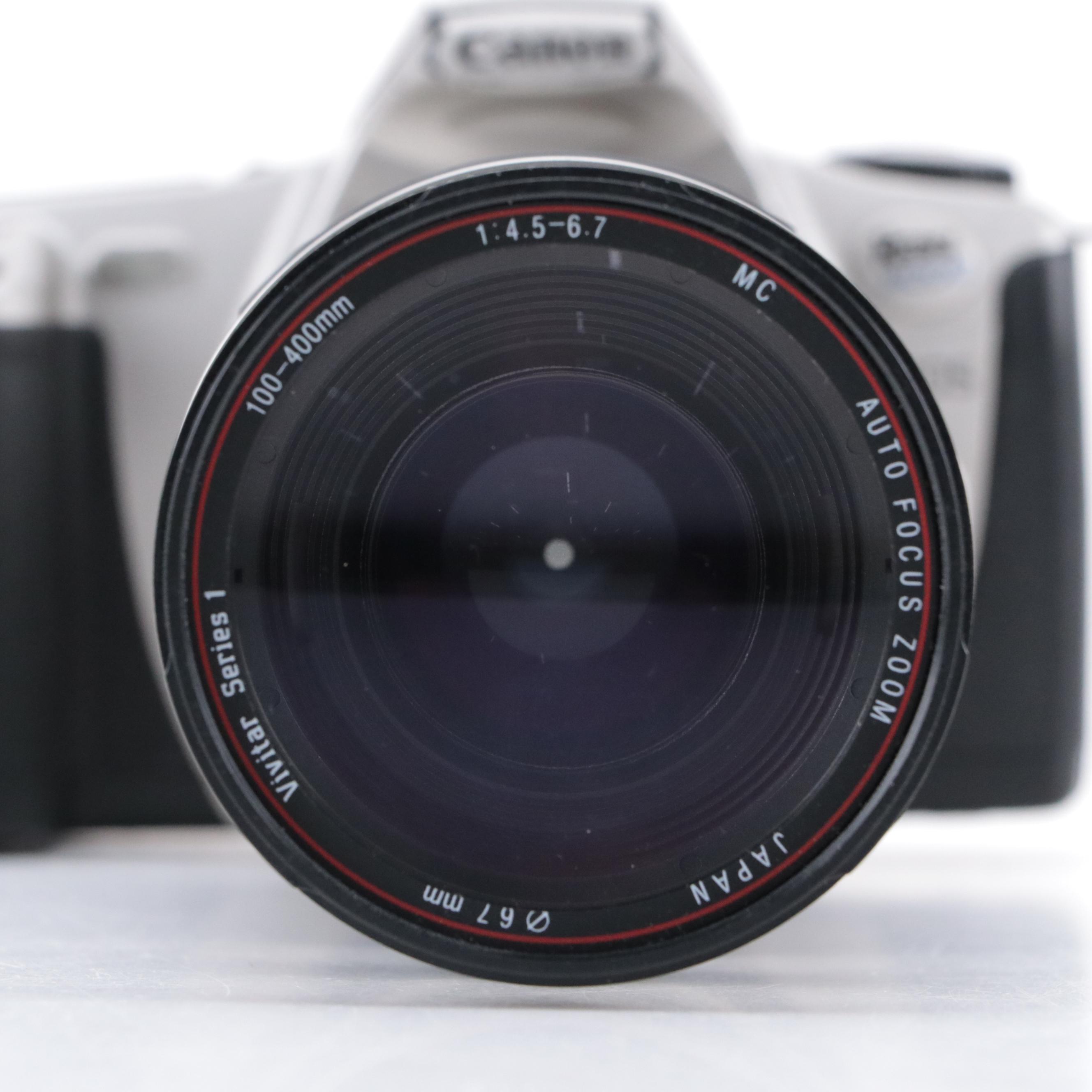 Canon EOS Rebel 2000 and EOS Elan II E 35mm Film Cameras With Lenses