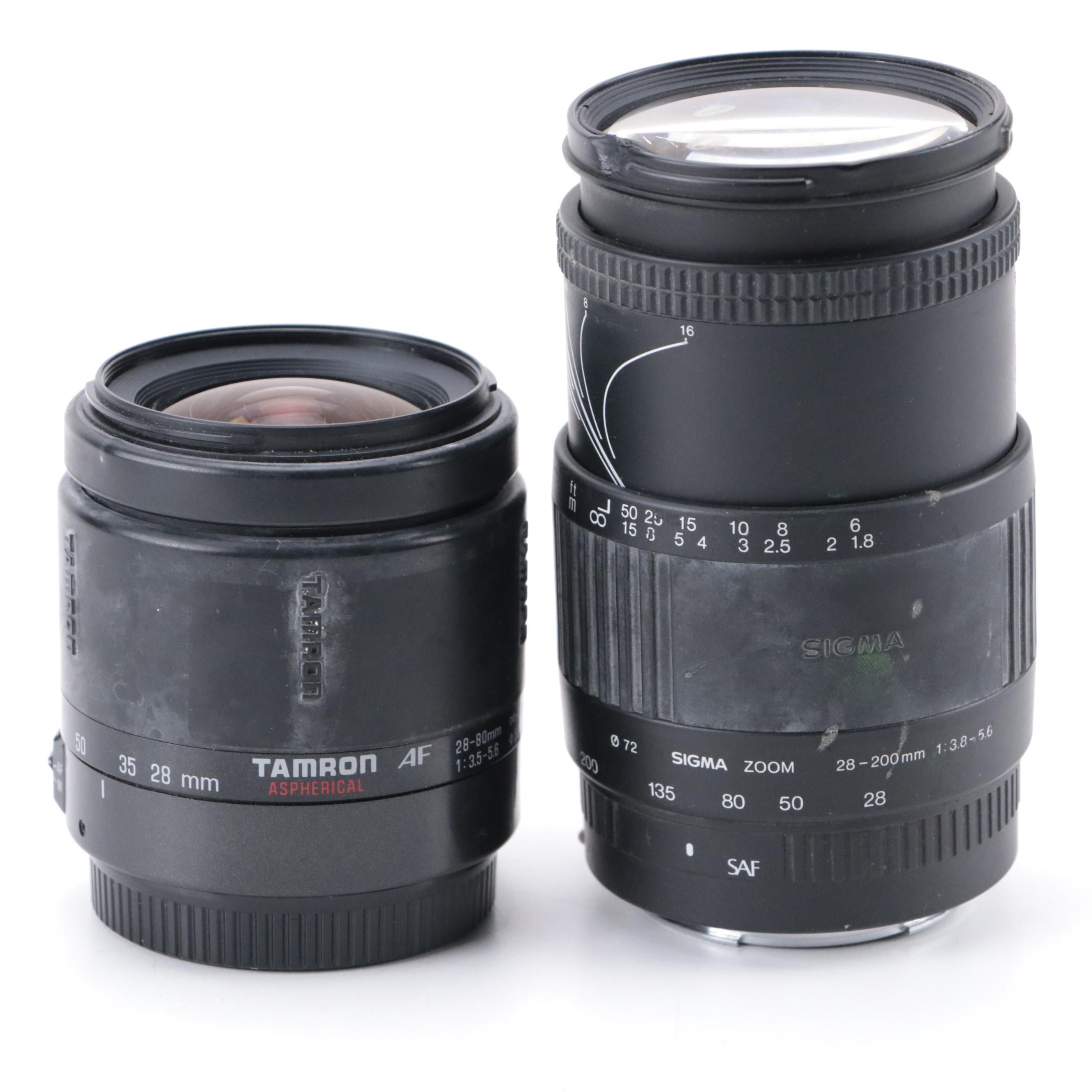 Canon EOS Rebel 2000 and EOS Elan II E 35mm Film Cameras With Lenses