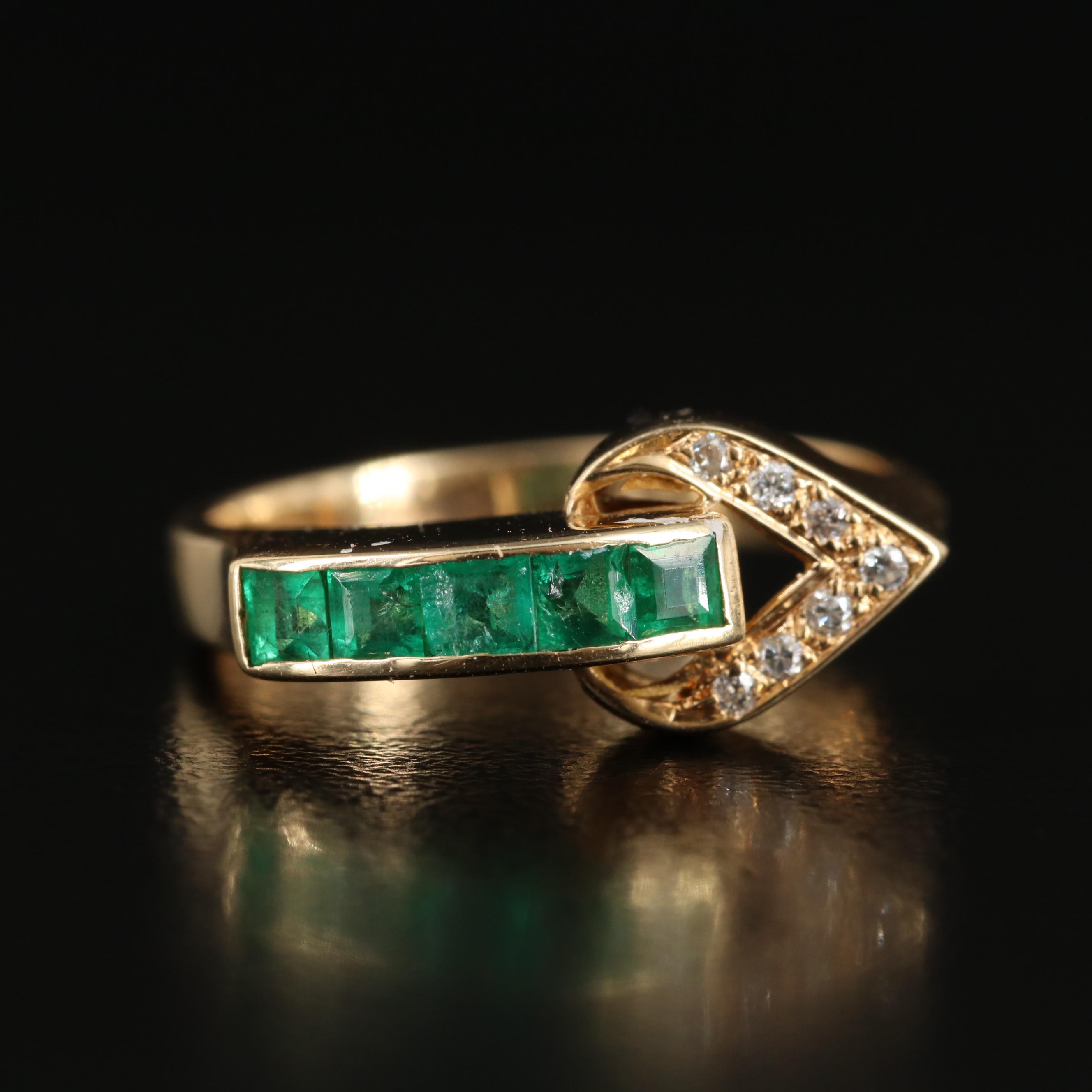 14K Diamond and Emerald Ring