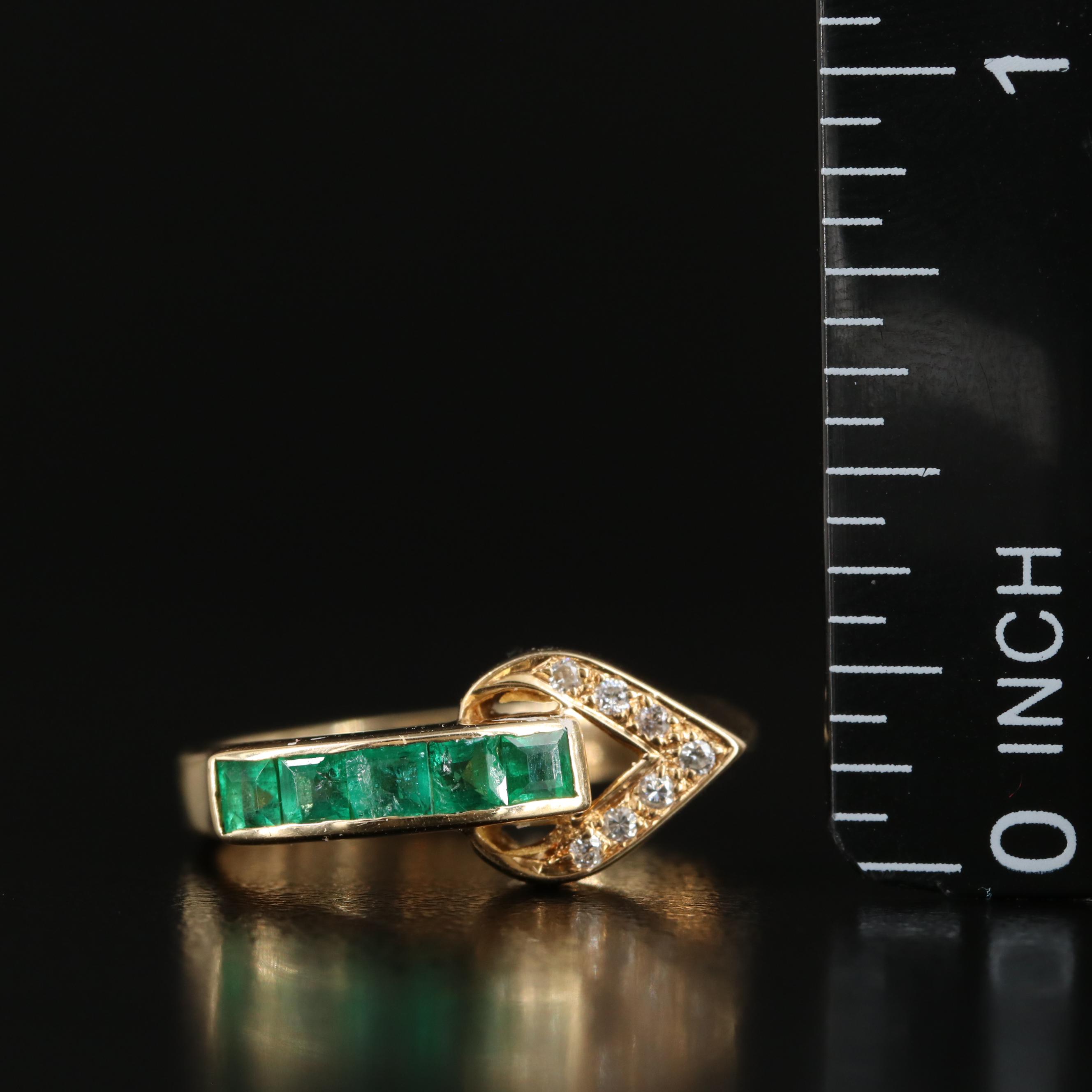 14K Diamond and Emerald Ring