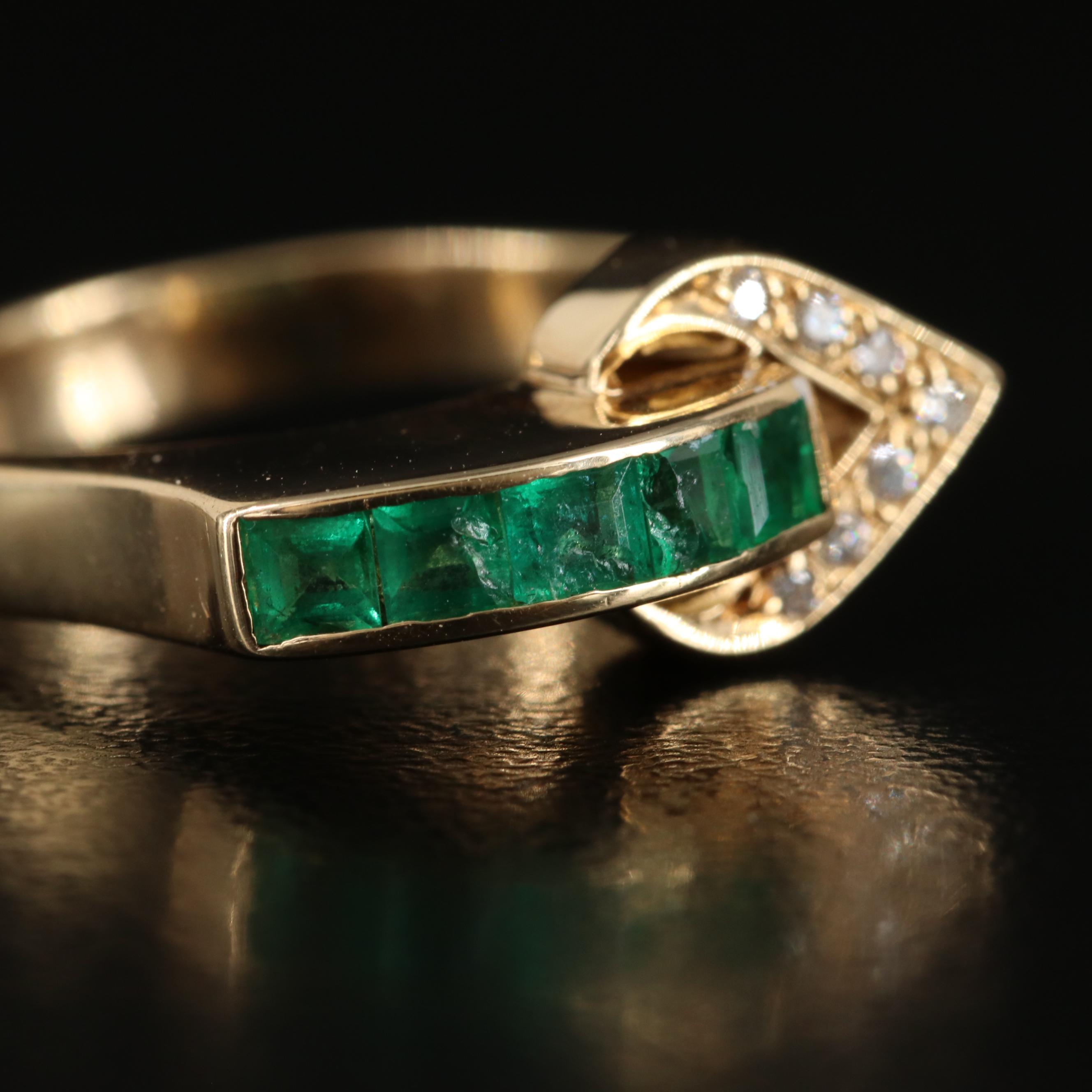14K Diamond and Emerald Ring